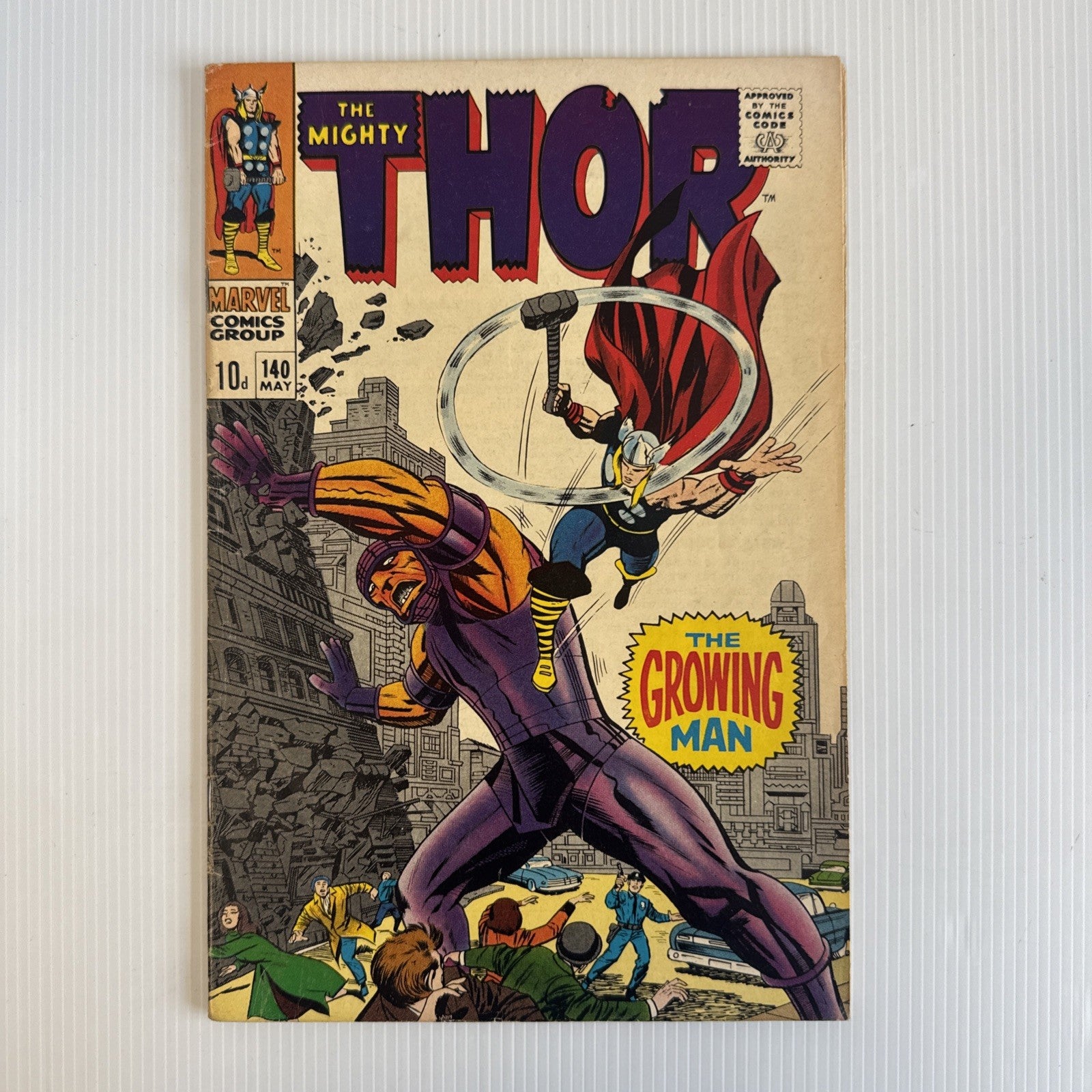 The Mighty Thor #140 1967 VG+ 1st Growing Man Pence Copy0