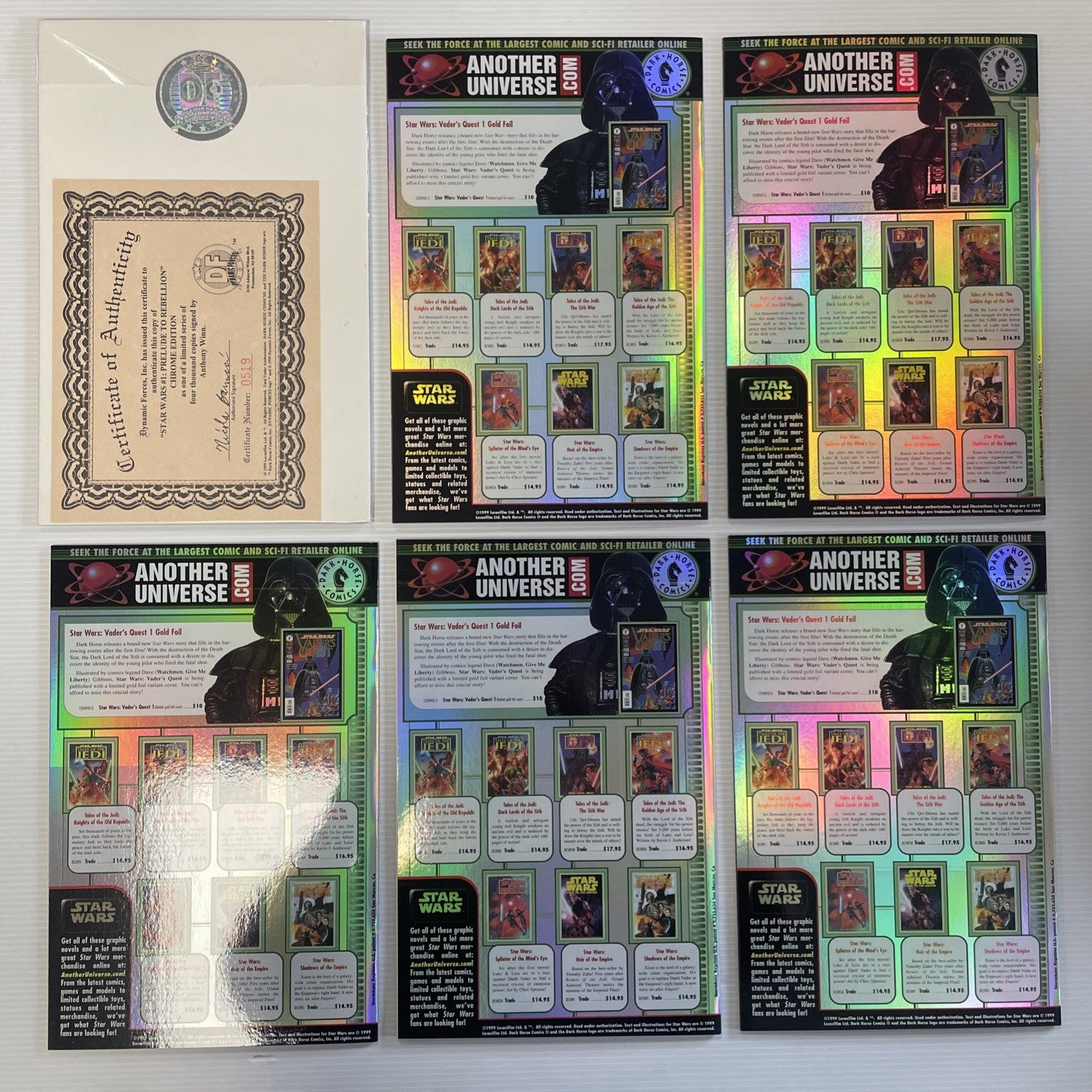 Star Wars Prelude To Rebellion #1-6 1999 Another Universe Exclusive #1 Signed8