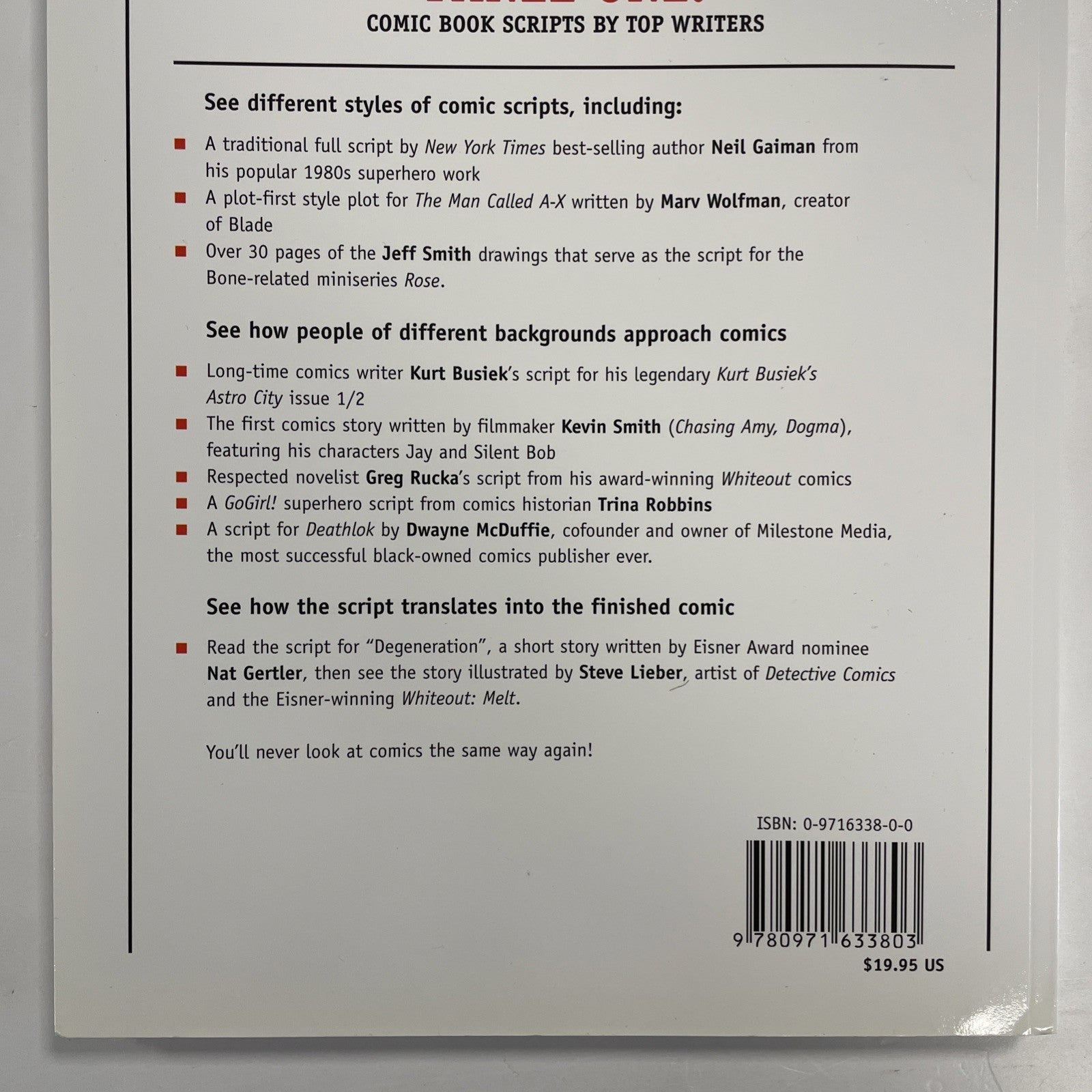 Panel One & Panel Two: Comic Book Scripts by Top Writers  2002, 2003 1st Prints12