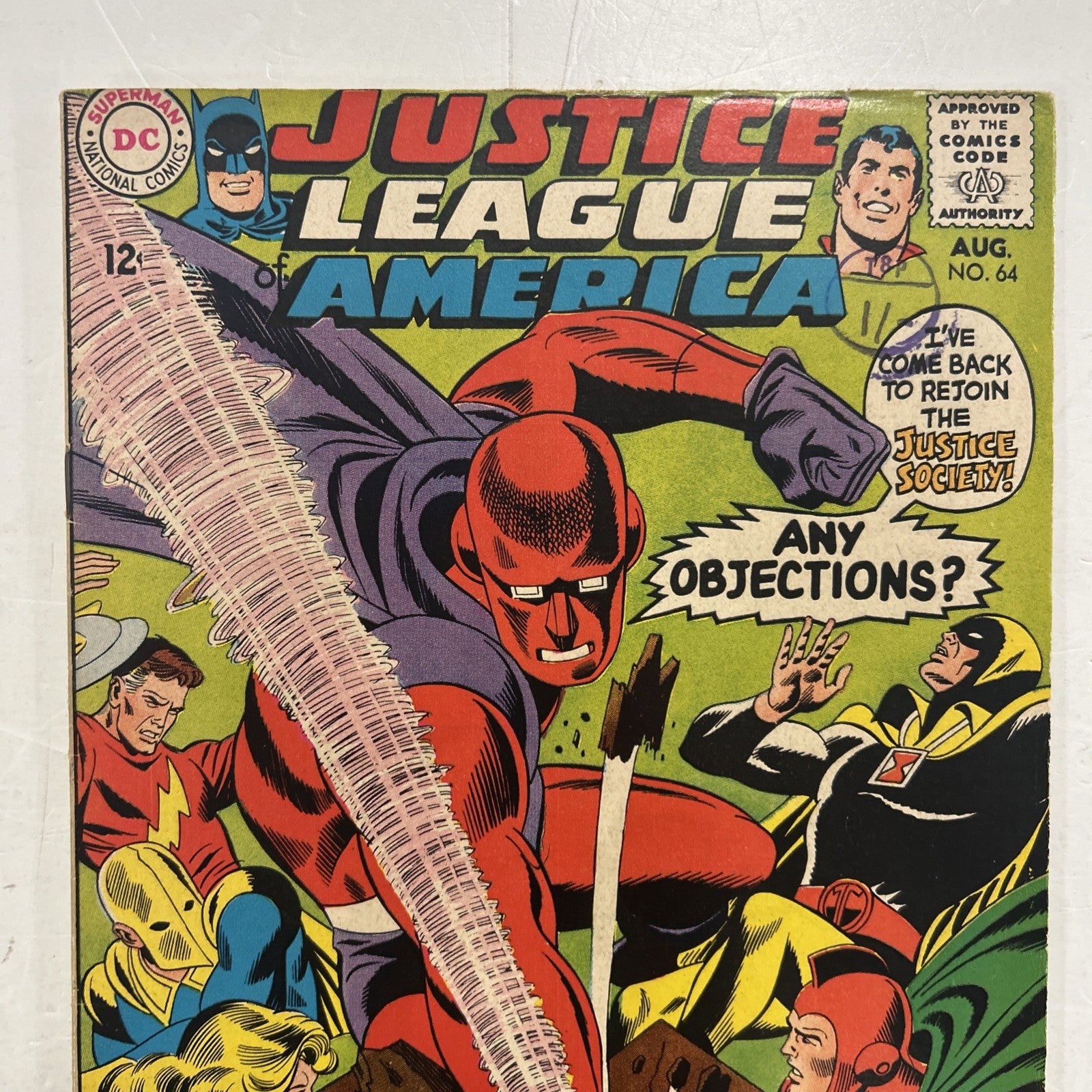 Justice League of America #64 1968 FN 1st Silver Age Red Tornado Pence Stamp1