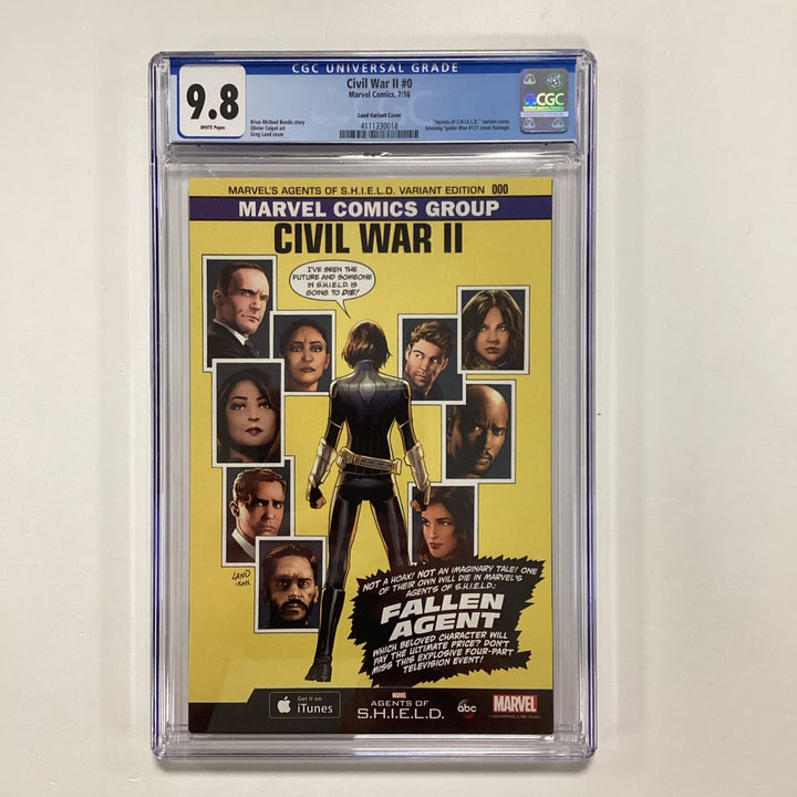 Civil War II #0 2016 CGC 9.8 White Pages Greg Land Agents of Shield 1:10000