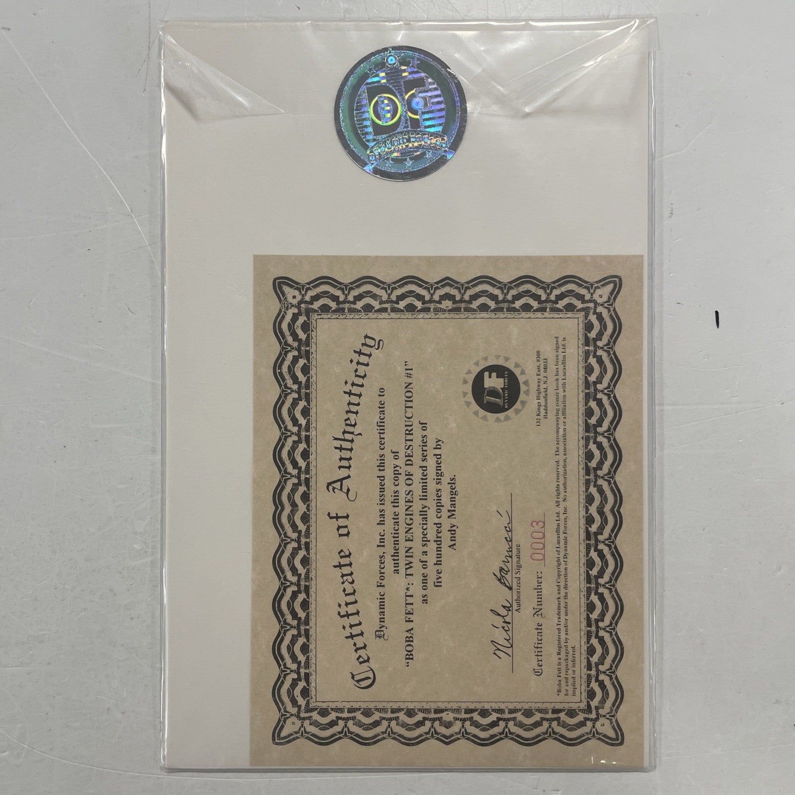 Star Wars Boba Fett Twin Engines of Destruction 1997 Signed & Remarked DF CoA5