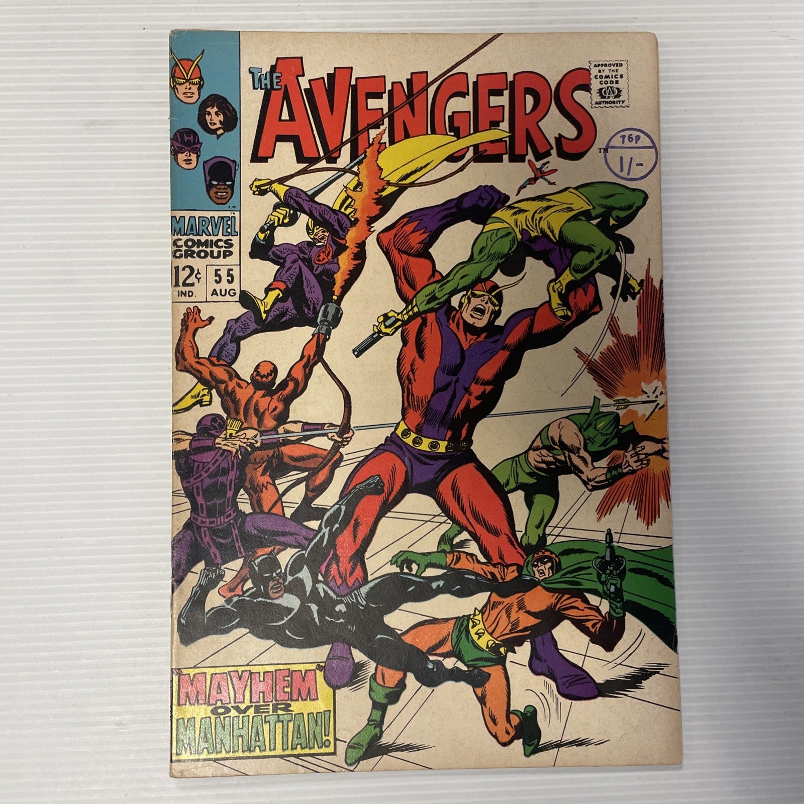 The Avengers #55 1968 FN- 1st Full Appearance of Ultron 5 Pence Stamp0