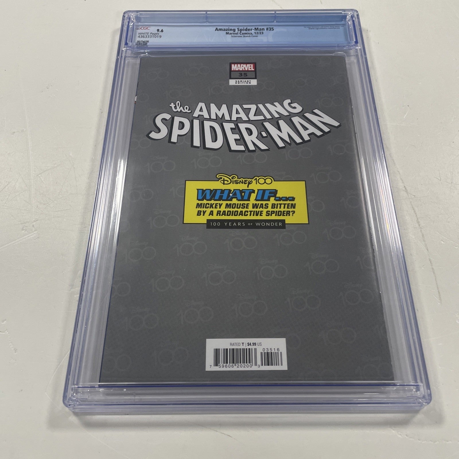 Amazing Spider-man #35 2023 CGC 9.6 Sciarrone 1:100 Disney 100 Mickey Sketch....8