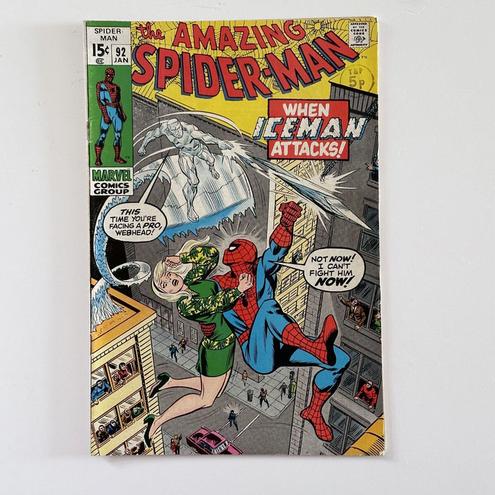 Amazing Spider-Man #92 1970 FN- Cent Copy Pence Stamp