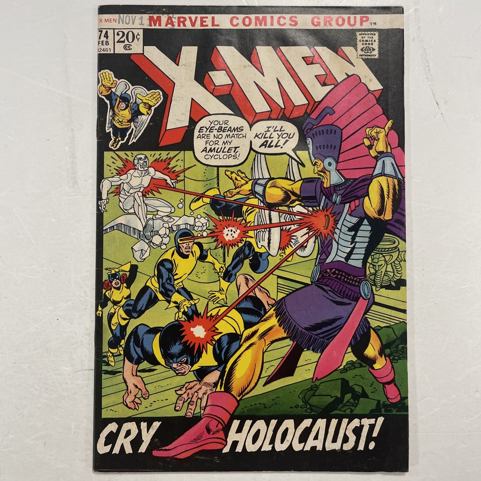 X-Men #74 1972 VG- **Date stamp on cover, rusted staples, water damaged0