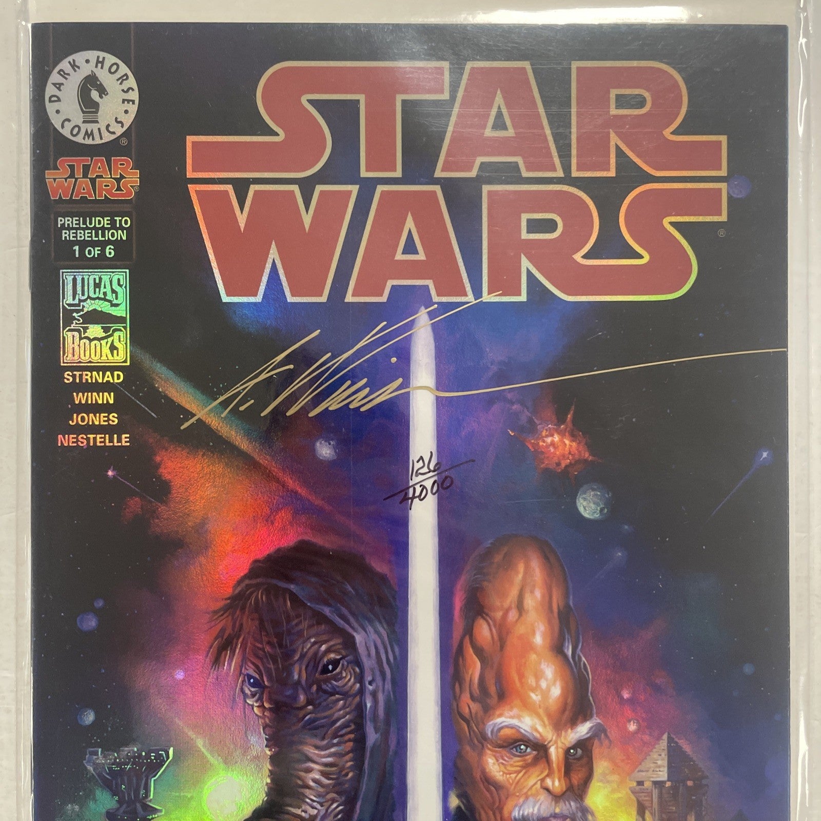Star Wars Prelude To Rebellion #1 1999 Foil Exclusive signed by Anthony Winn CoA1
