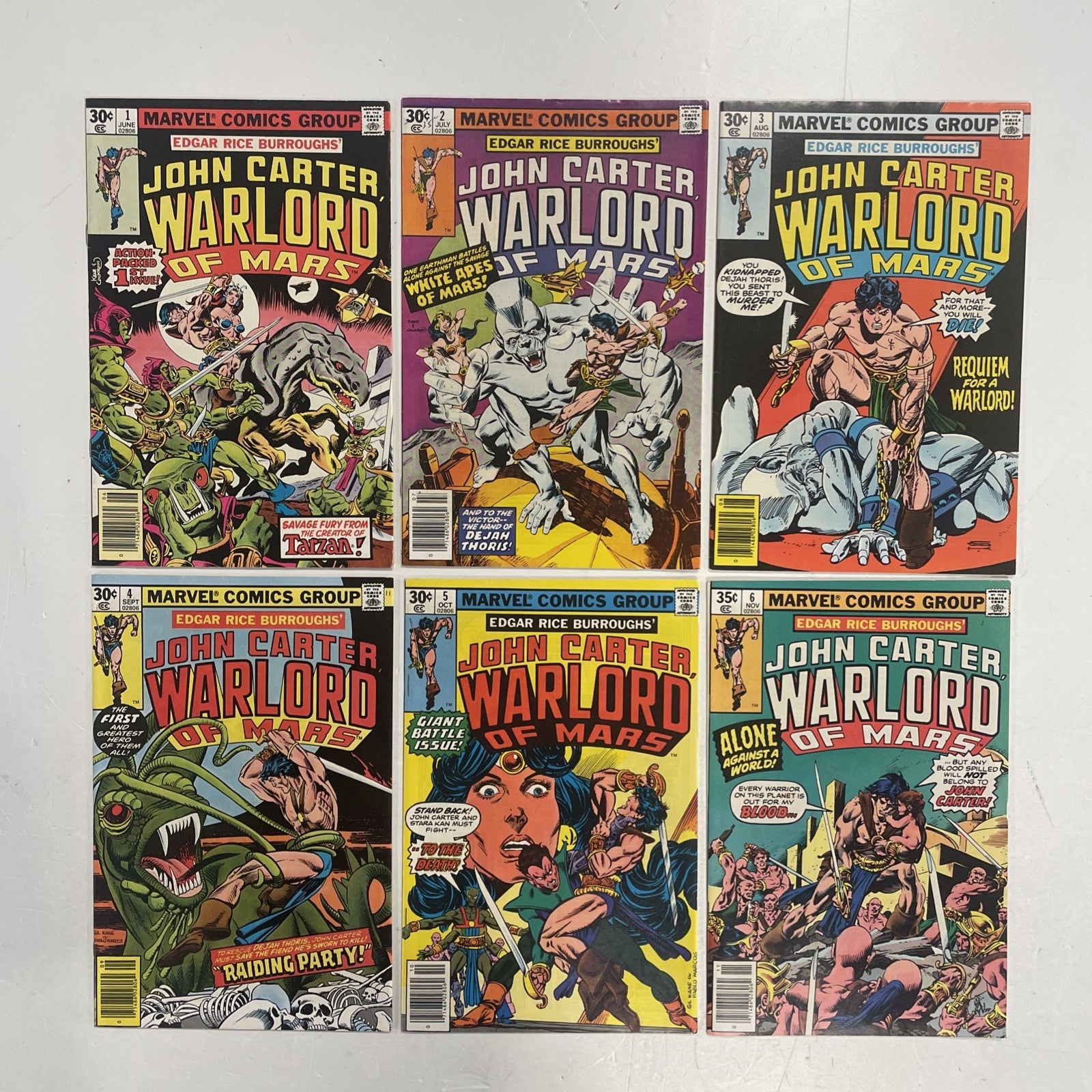 John Carter Warlord Of Mars #1-6 1978 Mid Grades first 6 issues **0