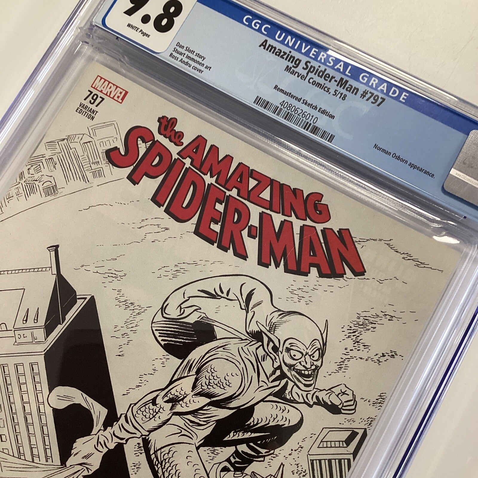Amazing Spider-man #797 2018 CGC 9.8 White Pages Romita 1:1000 Sketch Variant3