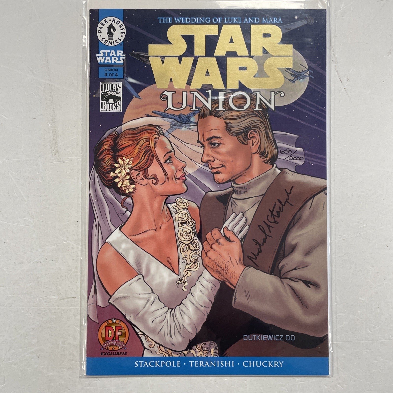 Star Wars Union #4 1999 VF/NM Gold Foil Signed Mark Stackpole DF CoA 650/20000