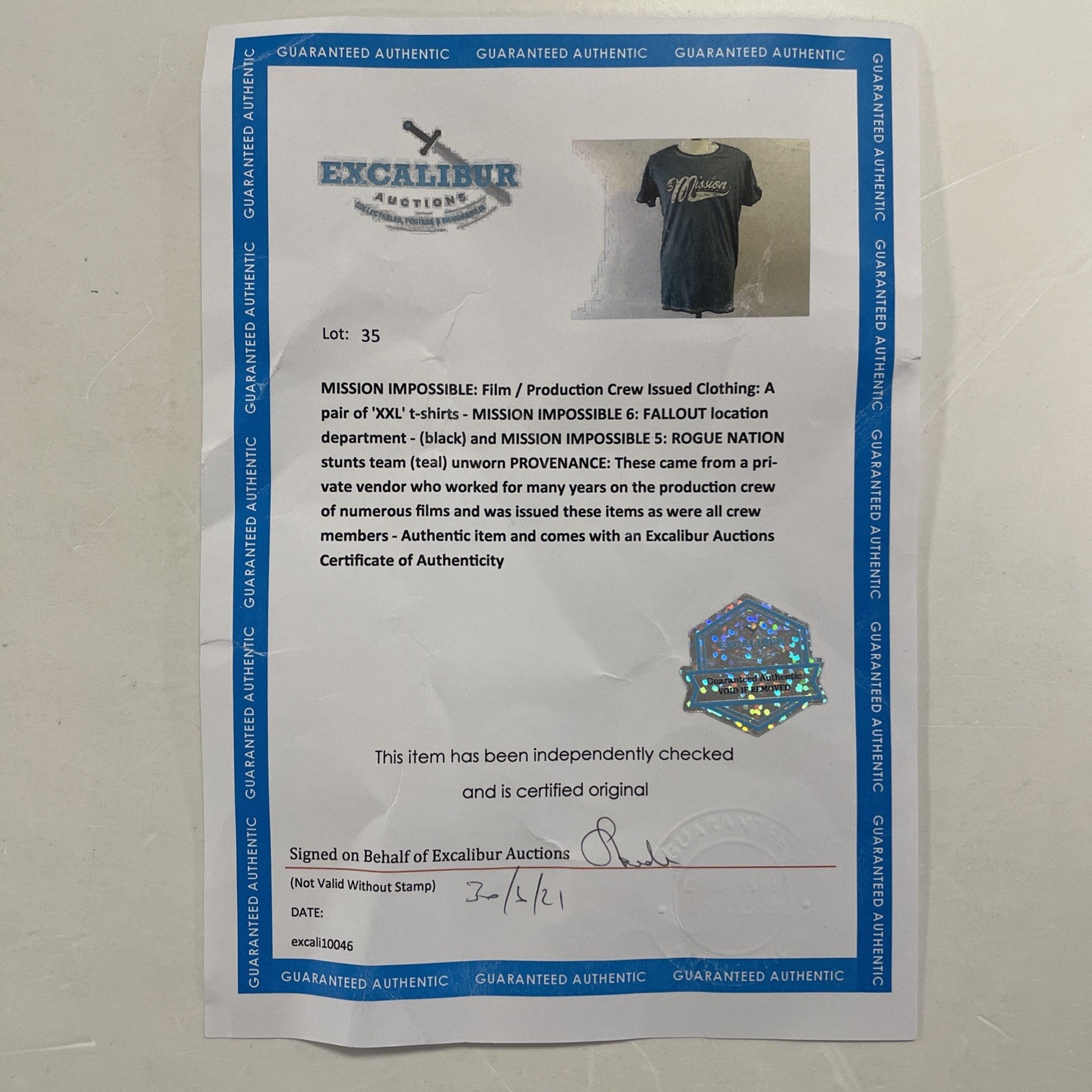 Mission: Impossible Fallout 5 Production Crew Eastwood Action T-Shirts XXL6