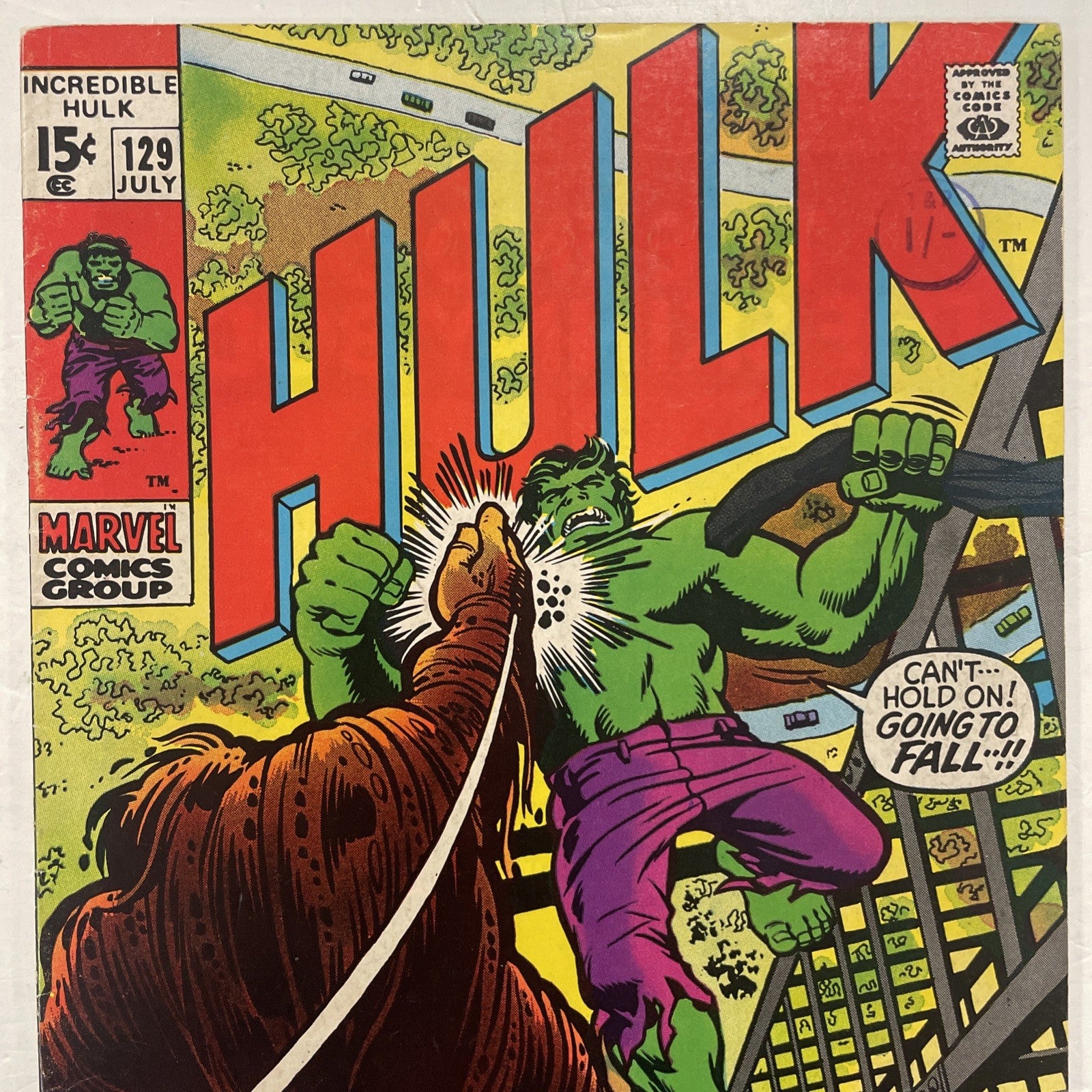 Incredible Hulk #129 1970 FN- Pence Stamp1