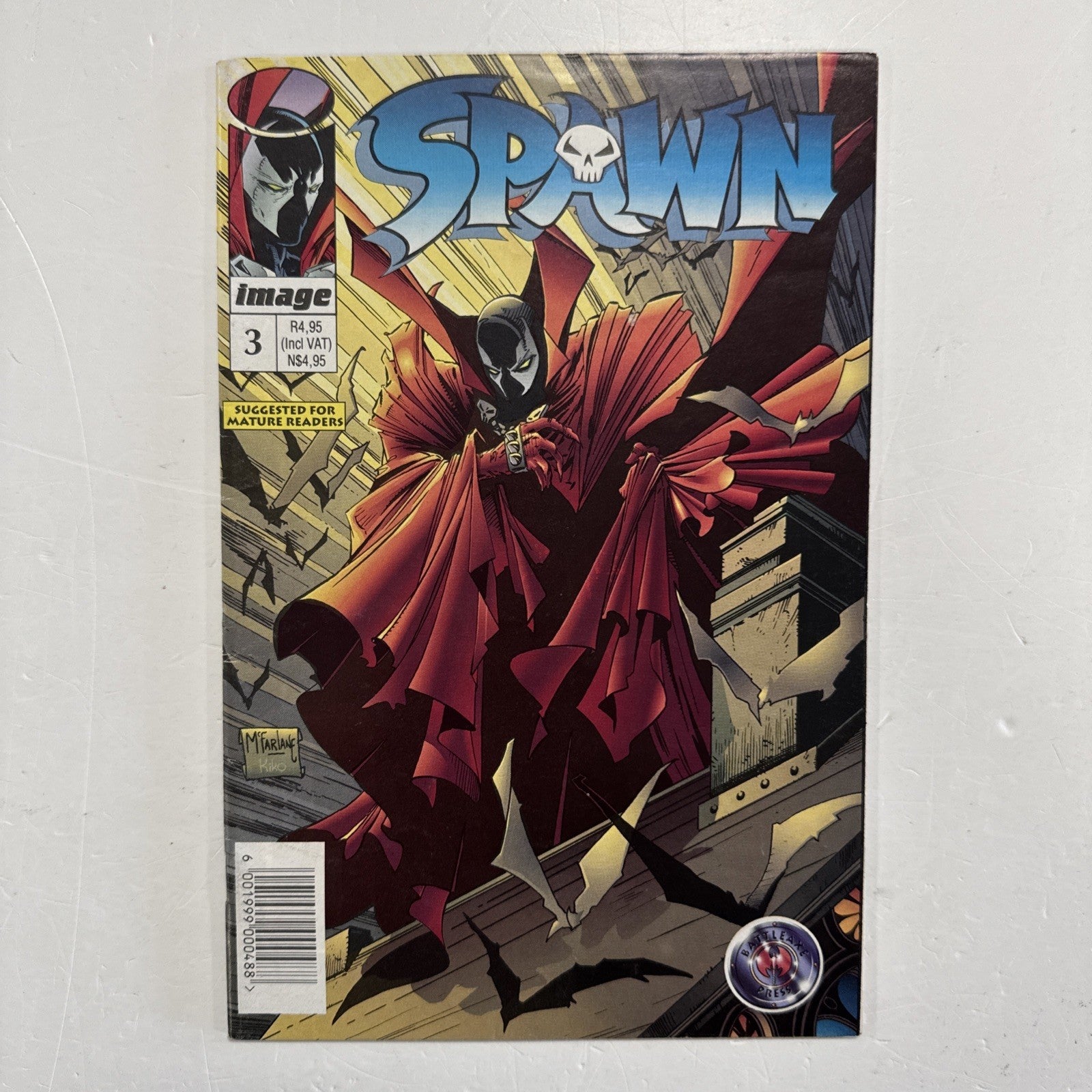 Battleaxe Press Spawn #3 1995 FN+ South African Reprint Image inc. Coupon0
