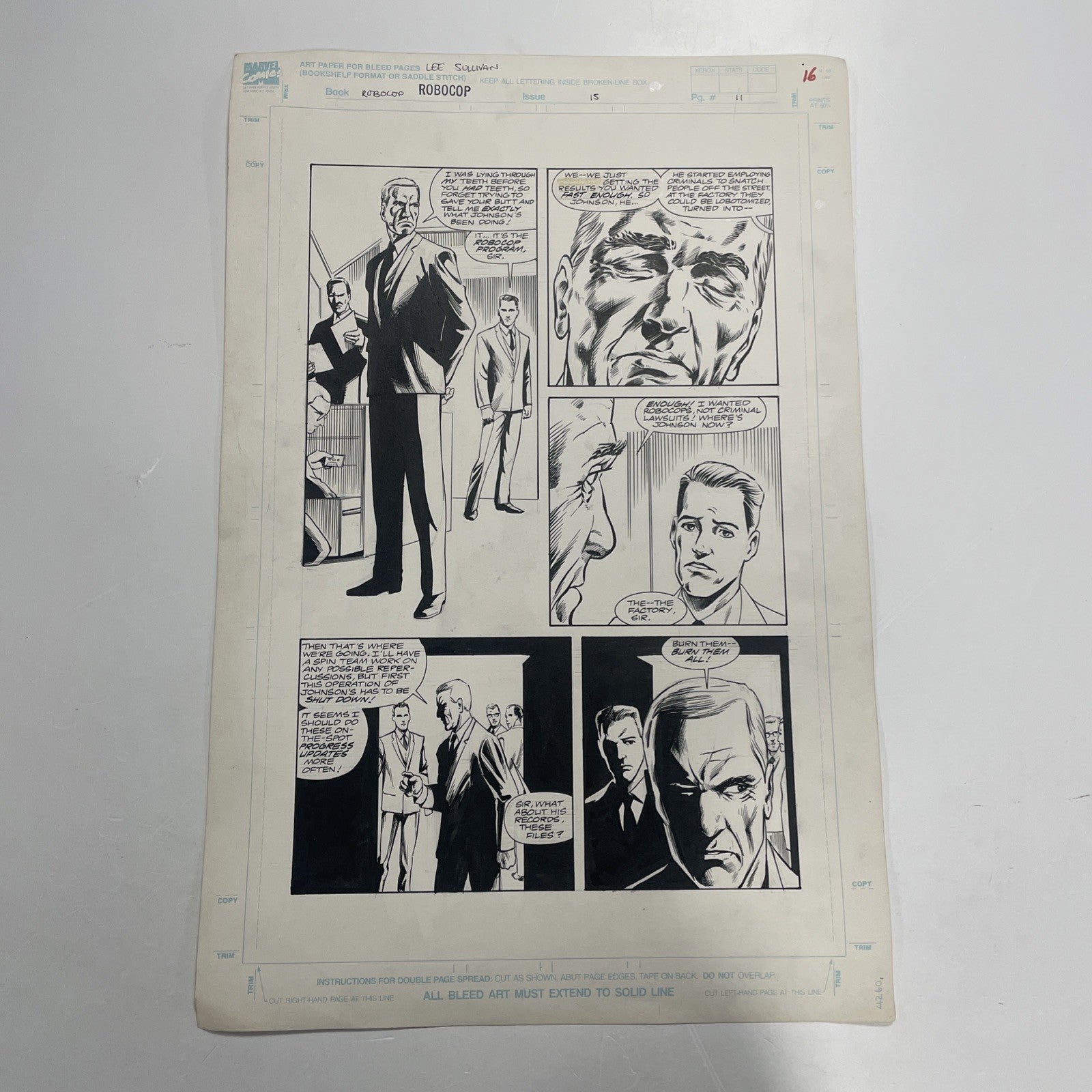 Lee Sullivan Original Art for Marvel's Robocop #15 Page 11 19910