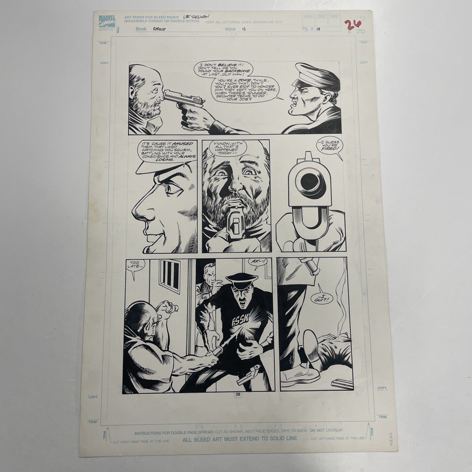 Lee Sullivan Original Art for Marvel's Robocop #13 Page 19 19910