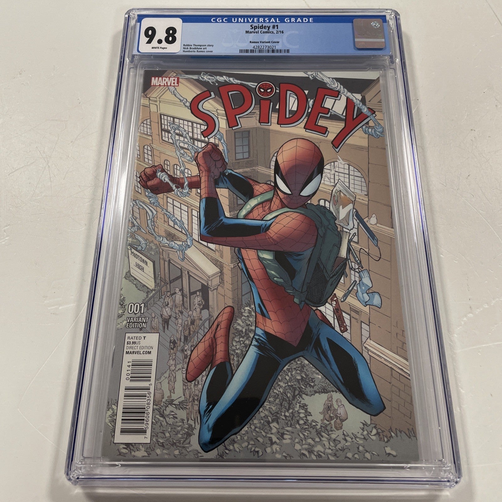 Spidey #1 2016 CGC 9.8 White Pages Humberto Ramos Variant0