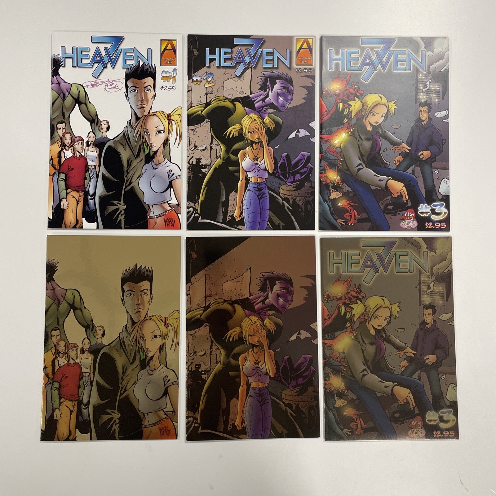 Heaven 7 #1-3 2001 NM Complete Set x2 Regular Covers & Foli Virgin Variants0
