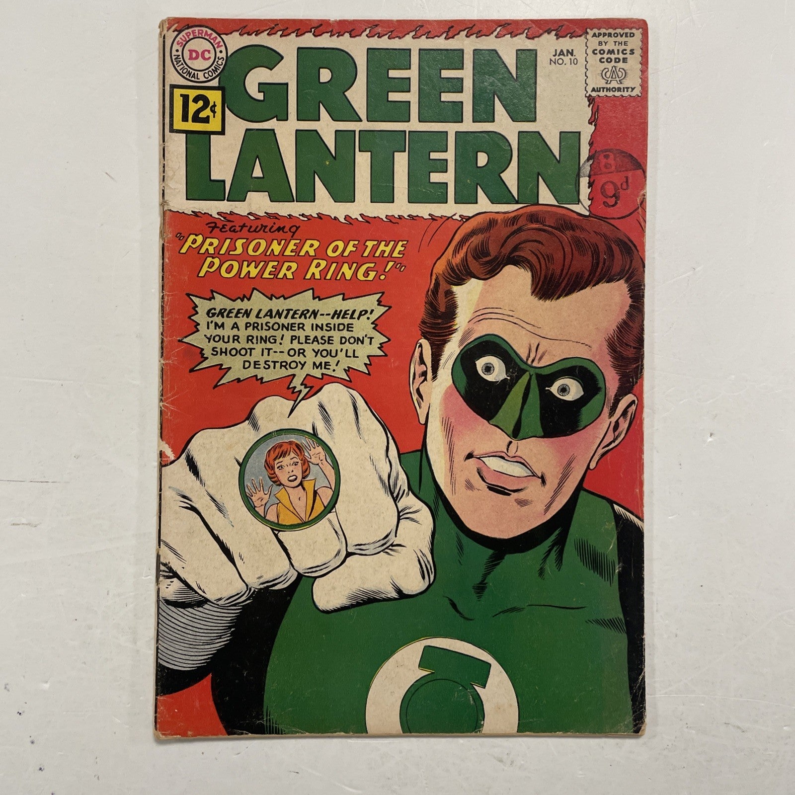 Green Lantern #10 1962 VG- 1st 12 Cent Issue Pence Stamp0