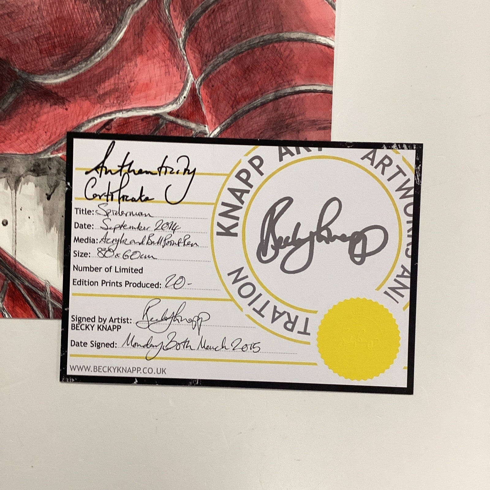 Spider-Man Original Art by Becky Knapp With COA (80x59cm)4