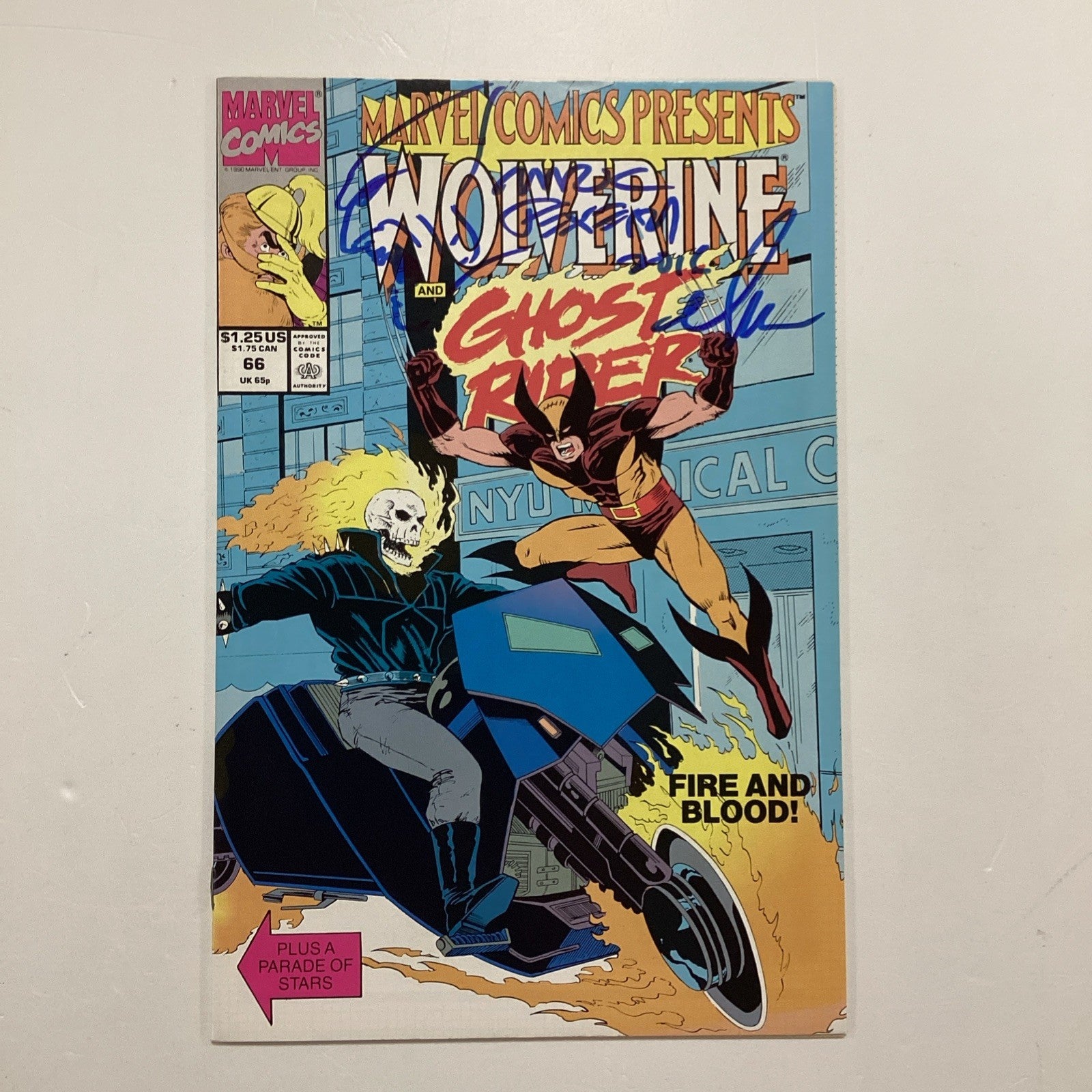 Marvel Comics #66 Wolverine & Ghost Rider '90 Signed & Sketched by Mark Texeira0