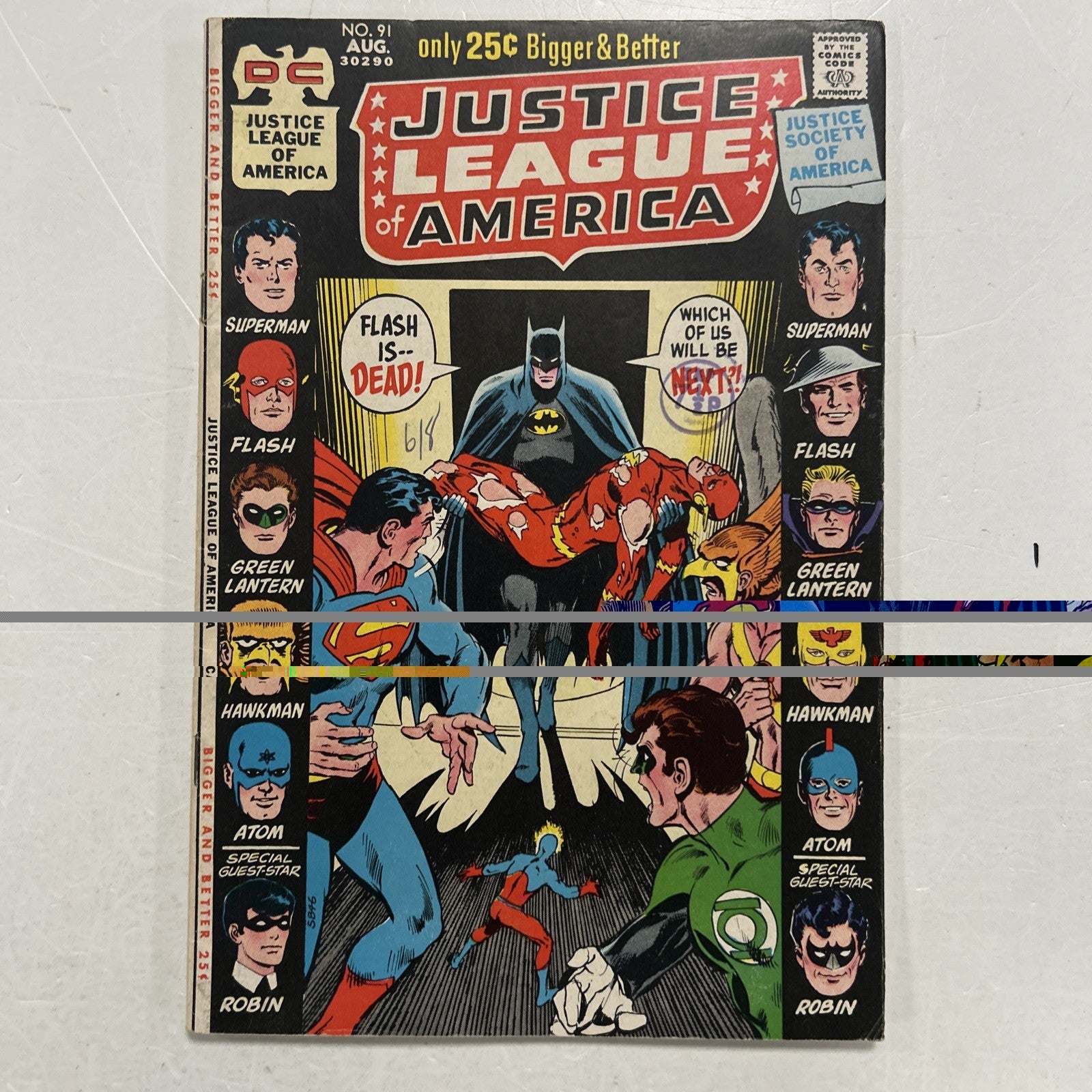 Justice League of America #91 1971 FN- Pence Stamp0