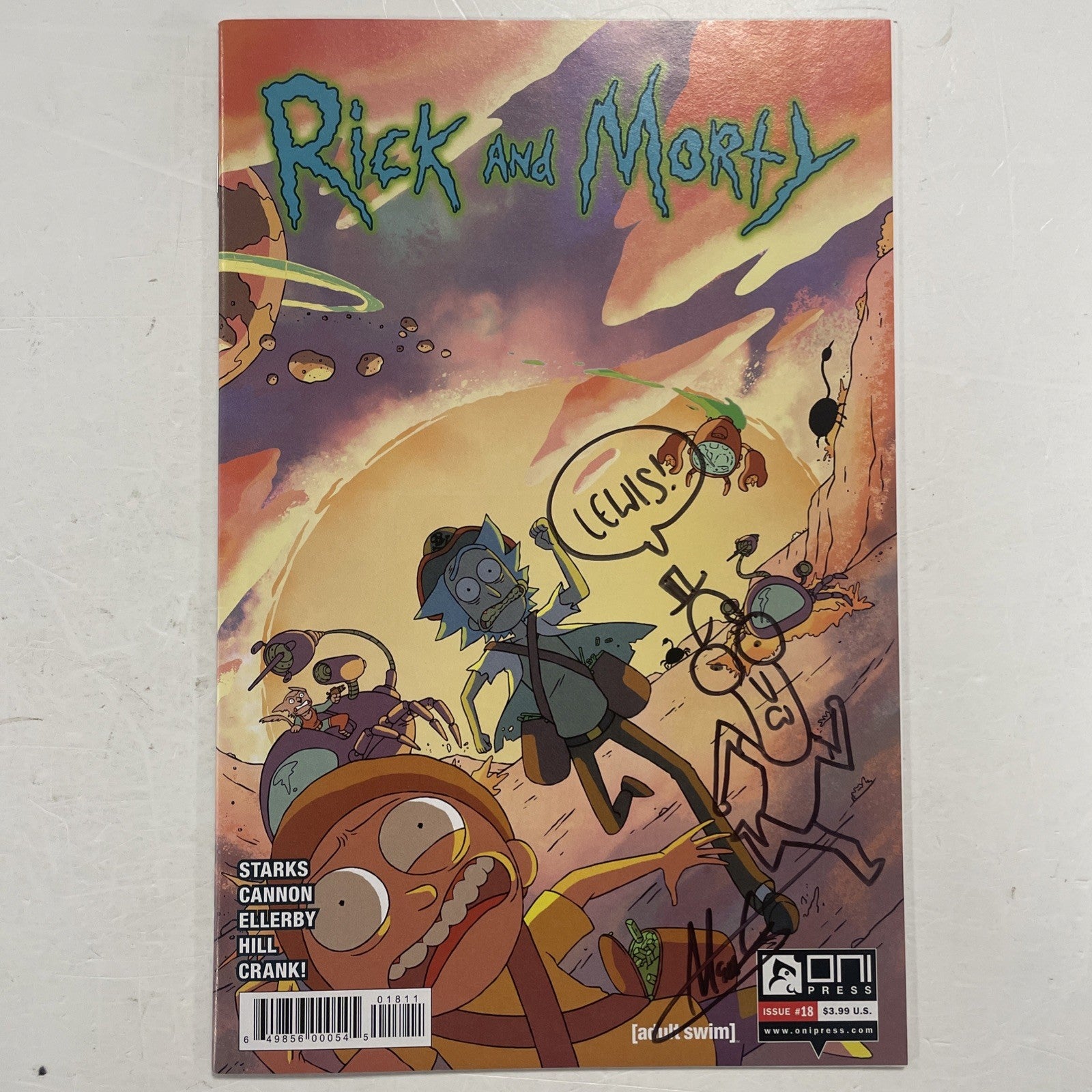 Rick and Morty #18 2016 Signed and Sketched (to Lewis) by Marc Ellerby0