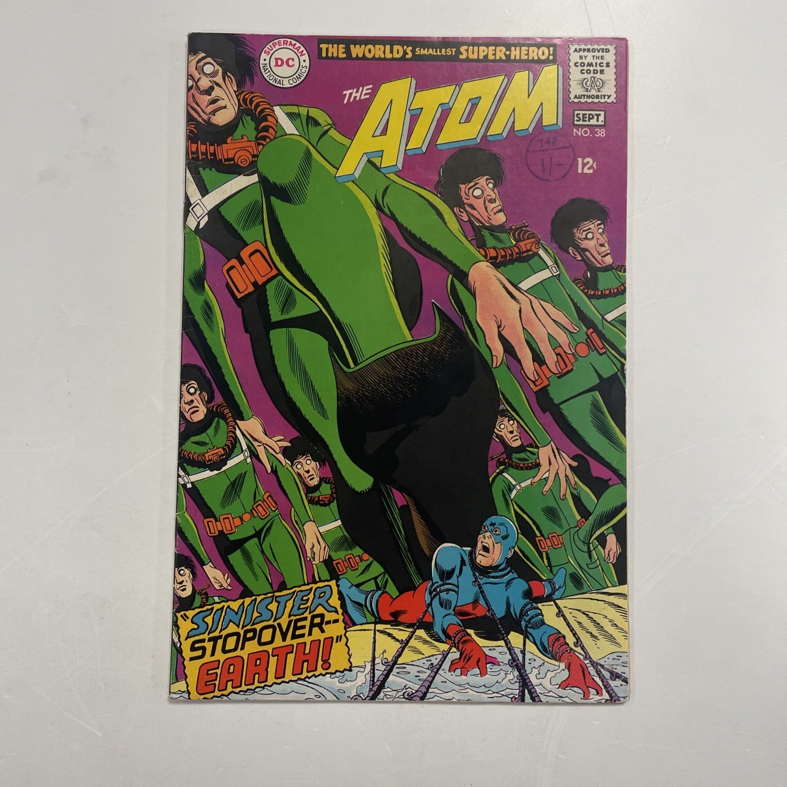 The Atom #38 1968 FN/VF Pence Stamp0