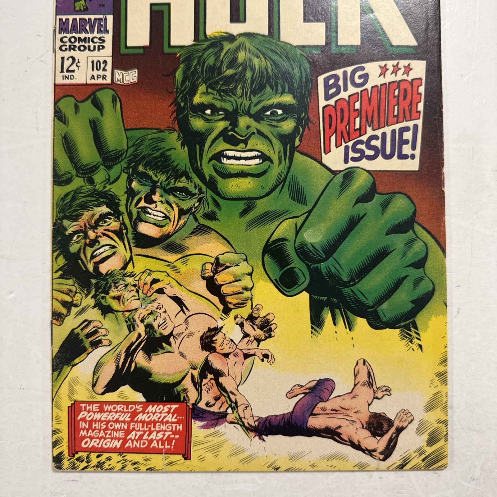 The Incredible Hulk #102 1968 VG+ Origin Retold **tear through bottom of comic,2