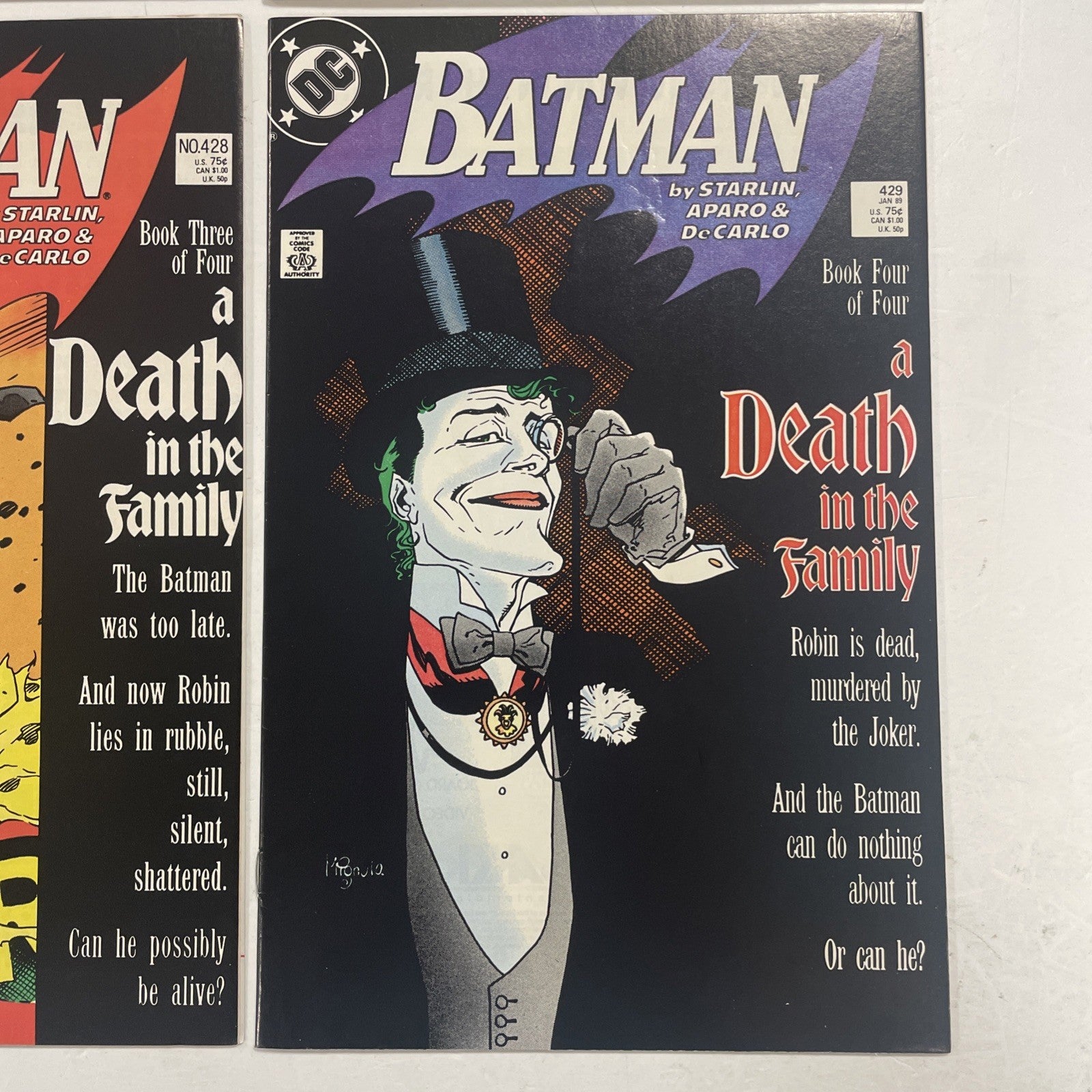 Batman #426-429 1988 A Death in the Family 1-4 High Grade Complete Set4