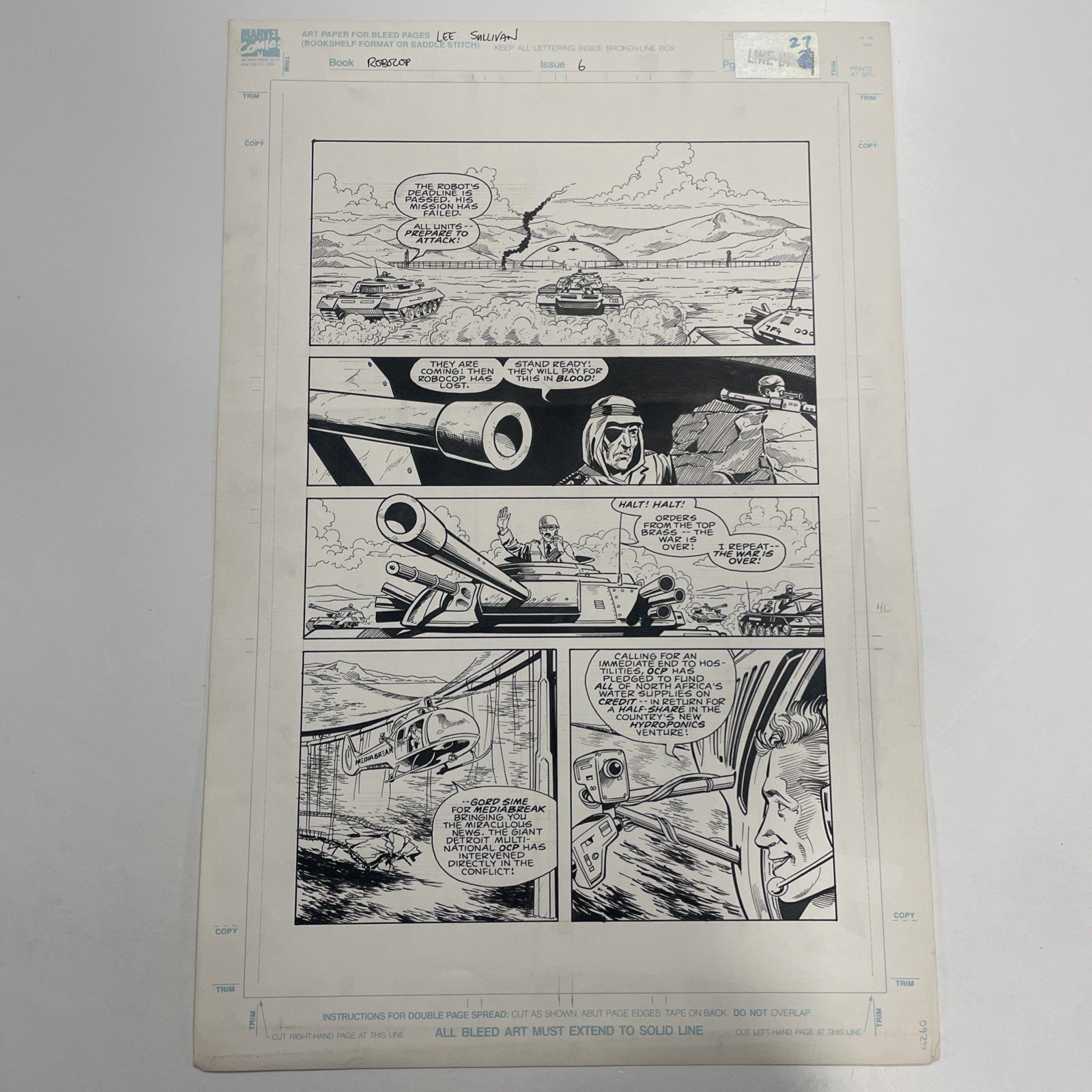 Lee Sullivan Original Art for Marvel's Robocop #6 Page 27 19900