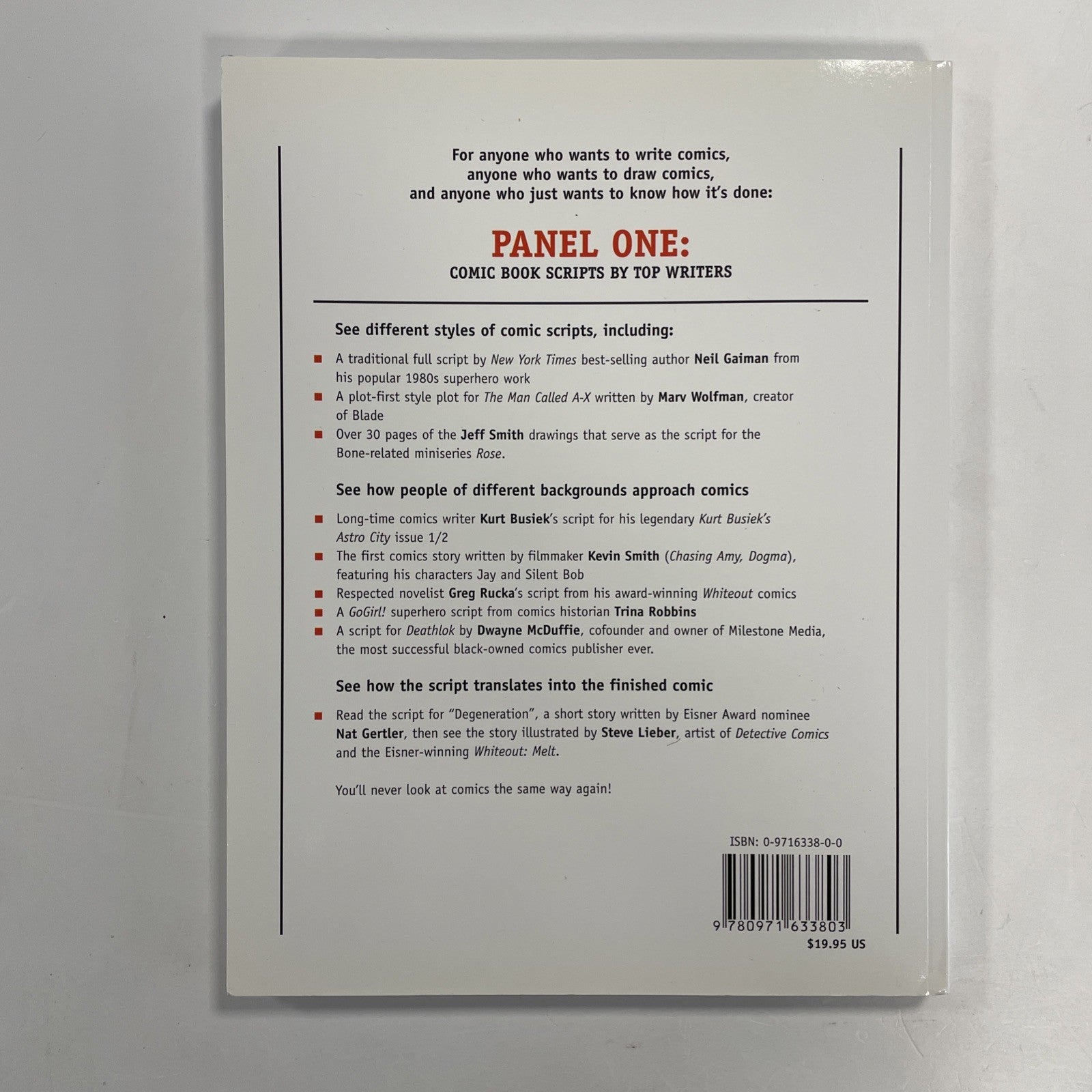 Panel One & Panel Two: Comic Book Scripts by Top Writers  2002, 2003 1st Prints10