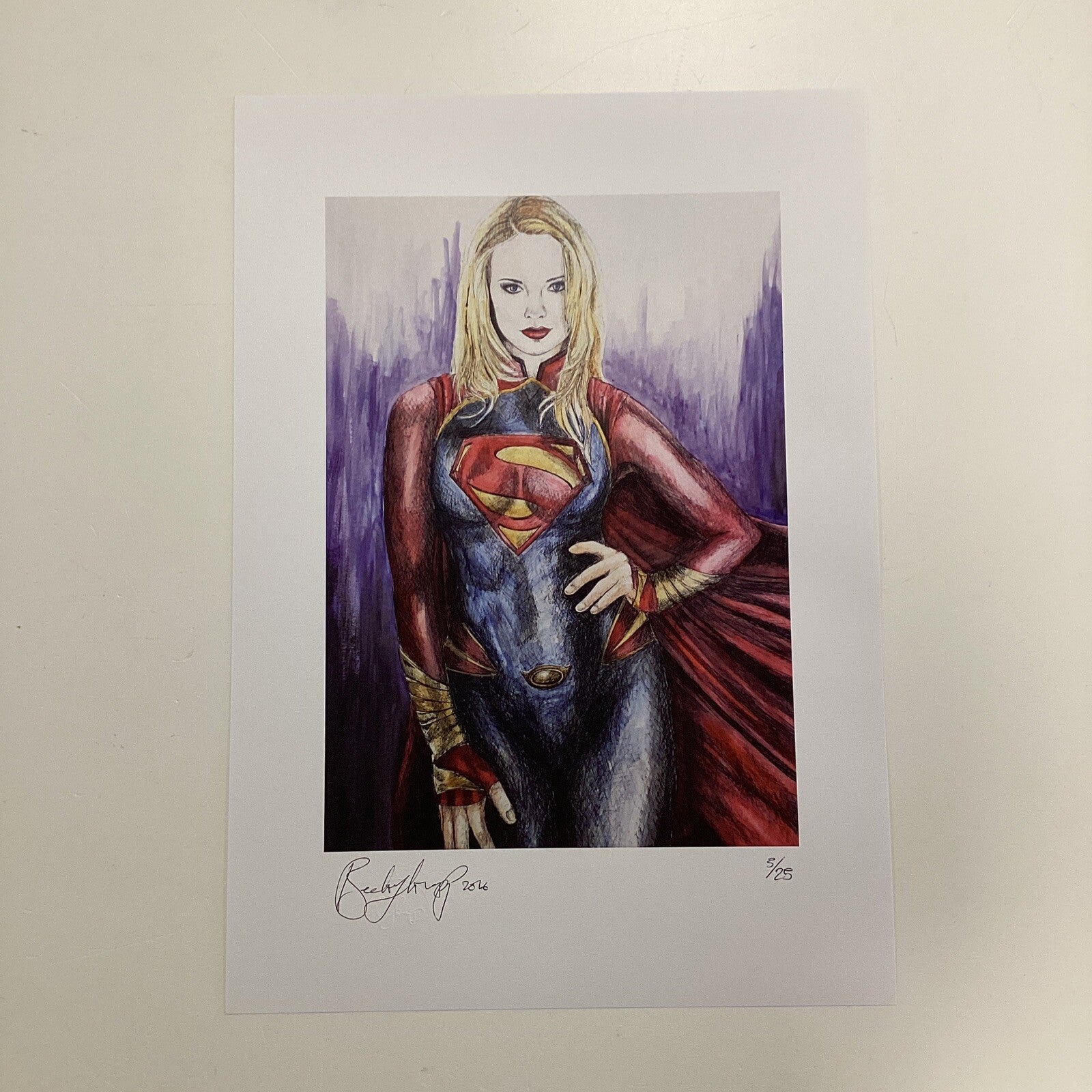 Super Girl Signed Art Print by Becky Knapp0