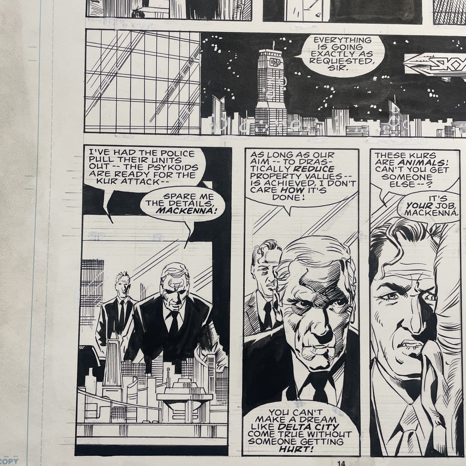 Lee Sullivan Original Art for Marvel's Robocop #8 Page 14 19907