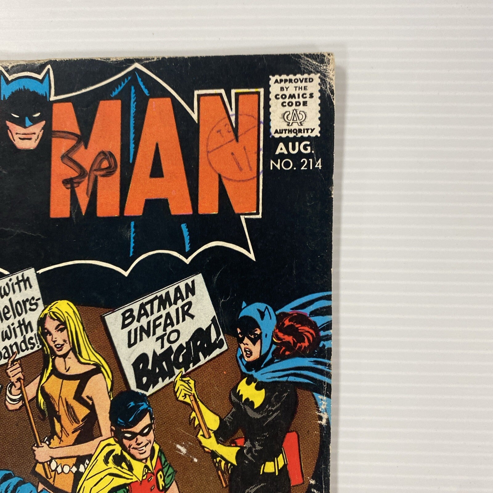 Batman #214 1969 VG Pence Stamp *Pen on cover2