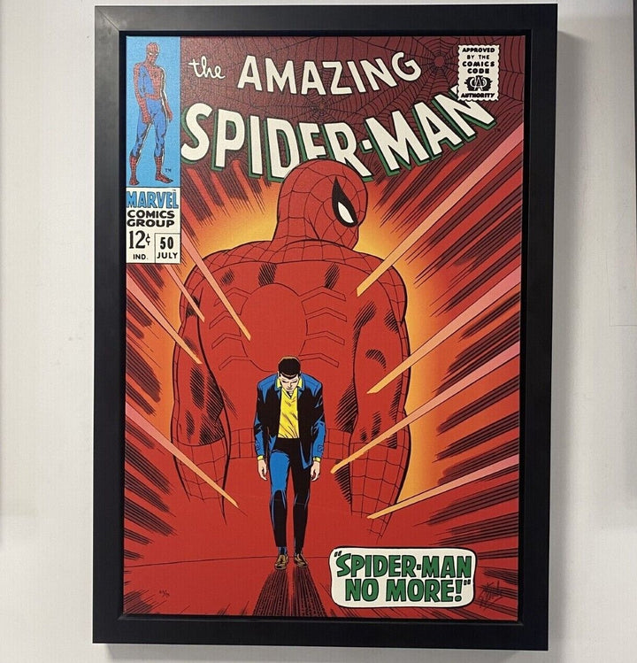 Stan Lee Signed: Amazing Spider-Man #50 Box Canvas, 165/195 Framed