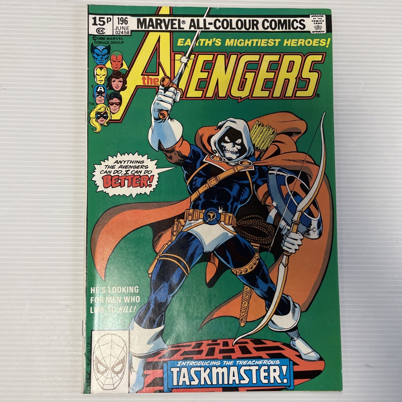 Avengers #196 1980 VF+ 1st Appearance of Taskmaster Pence Copy0