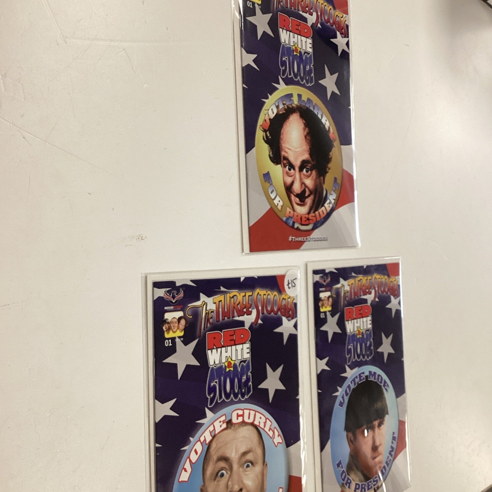 Three Stooges Red White & Stooge #1 2016 NM Curly, Larry & Moe variants American4