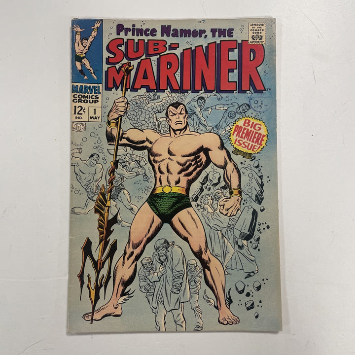 Sub-mariner #1 1968 VG/FN 1st Solo Issue Origin retold Pence Stamp0