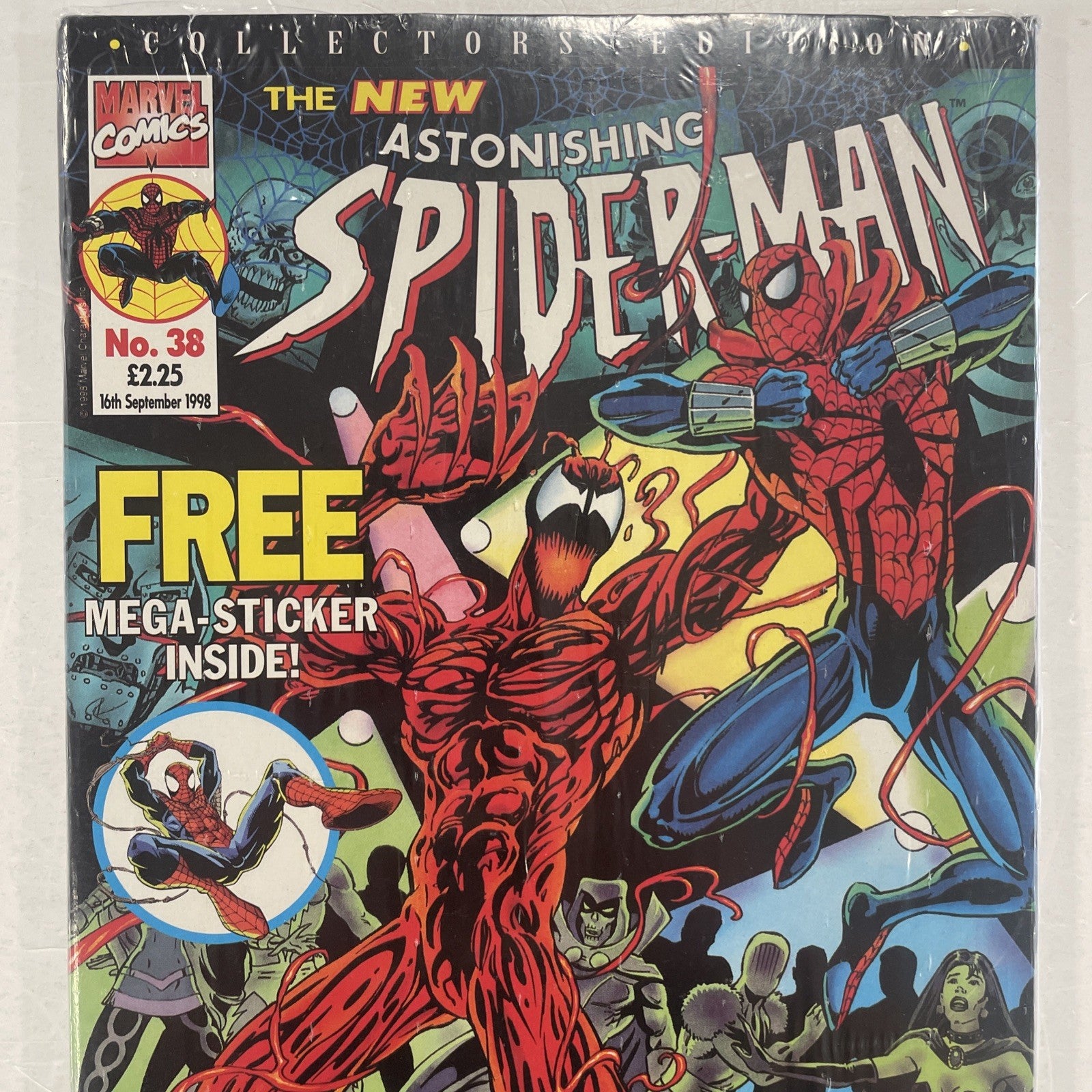 Astonishing Spider-Man #38 1998 VF- UK Marvel Panini Inc. Free Stickers1