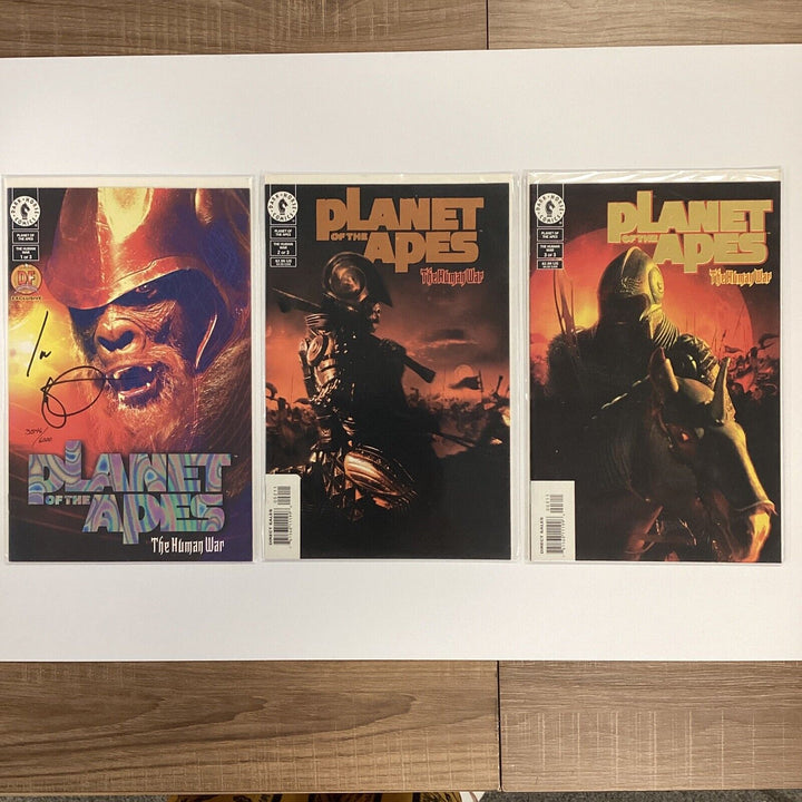 Planet Of The Apes The Human War 2001 #1-3 & Movie adaptation signed DF