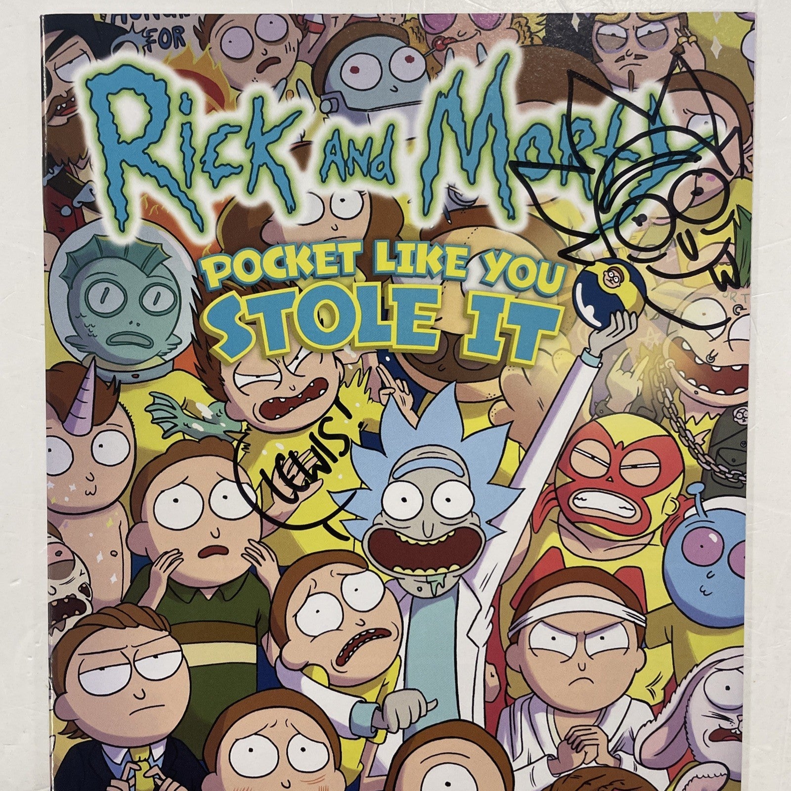 Rick and Morty #1 2017 Forbidden Planet Var Signed and Sketched (to Lewis) **1