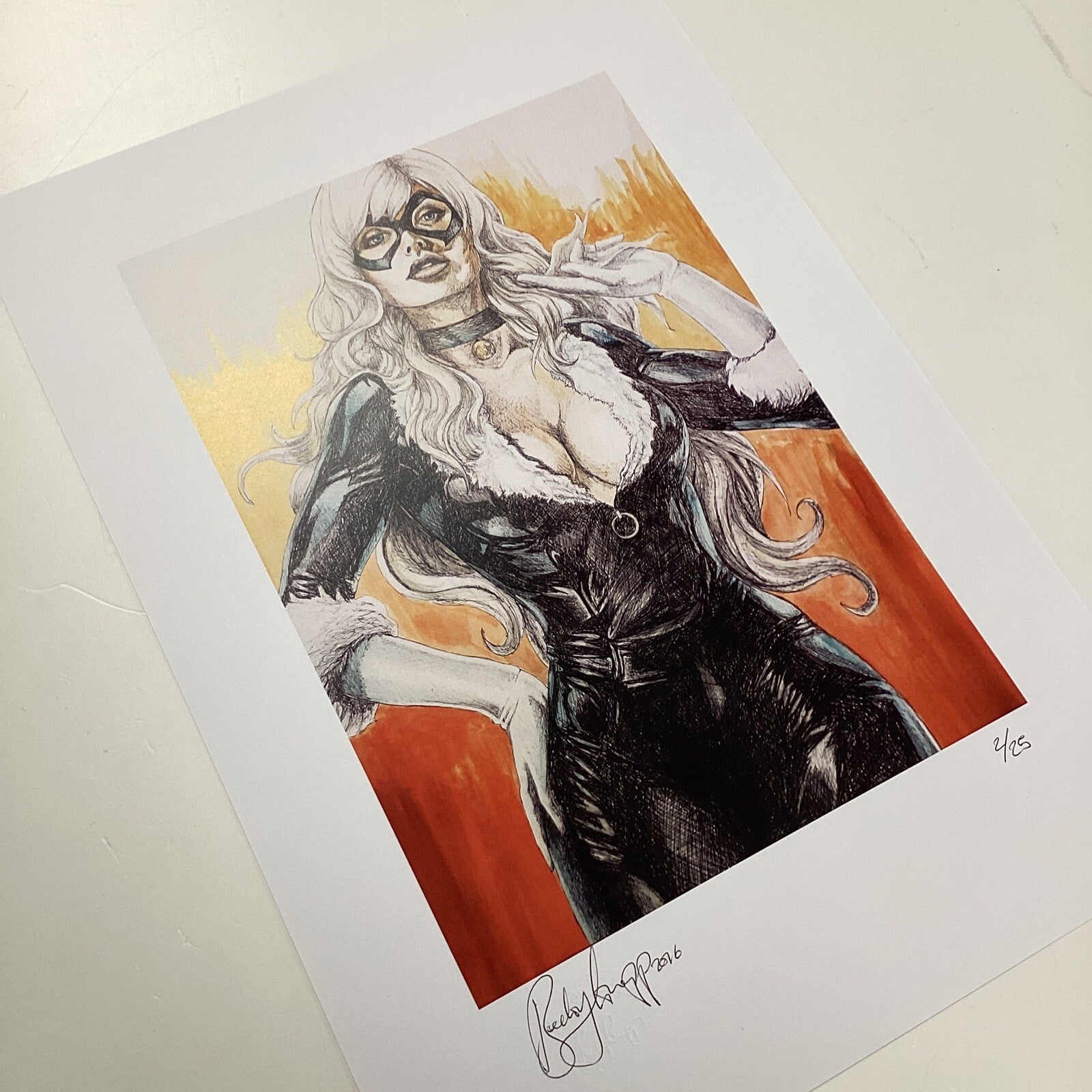 Black Cat Signed Art Print by Becky Knapp11