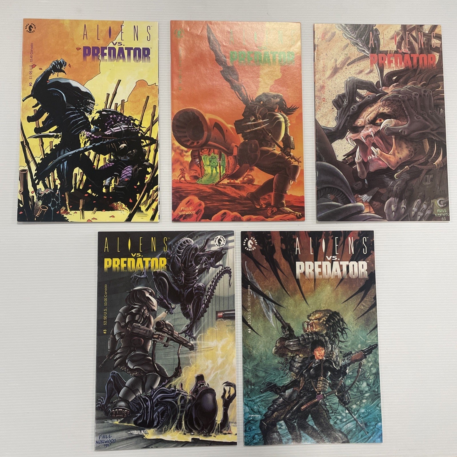 Aliens vs Predator #0 #1-4 1990 Avg. FN/VF Complete Set Dark Horse Comics0