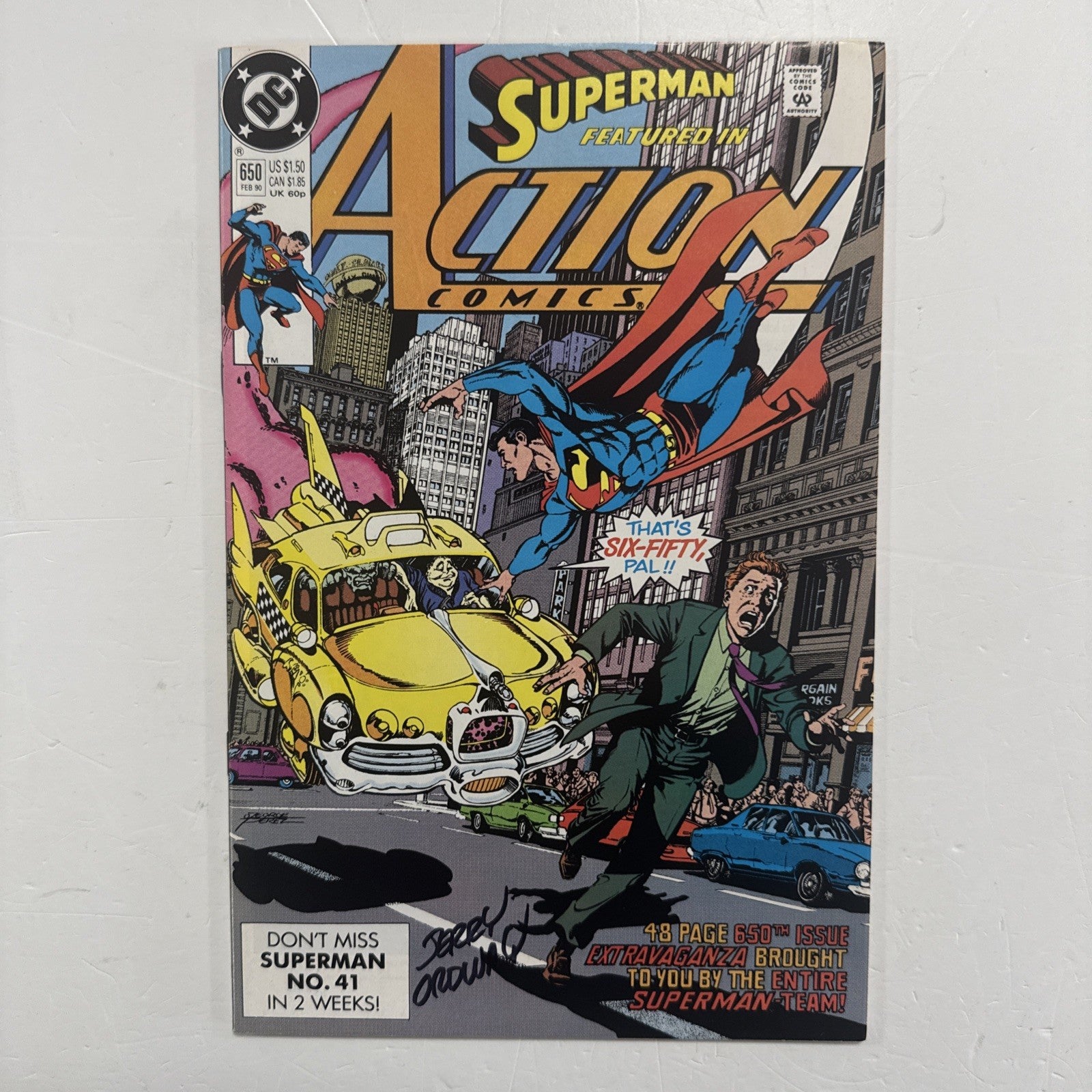 Action Comics #650 1990 FN/VF signed by Jerry Ordway at NY Comic Con 20060