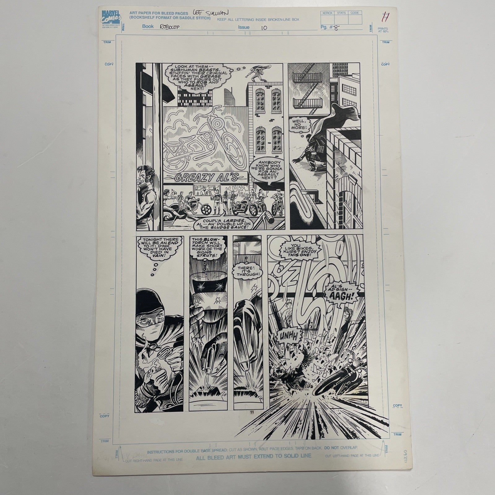 Lee Sullivan Original Art for Marvel's Robocop #10 Page 8 19900