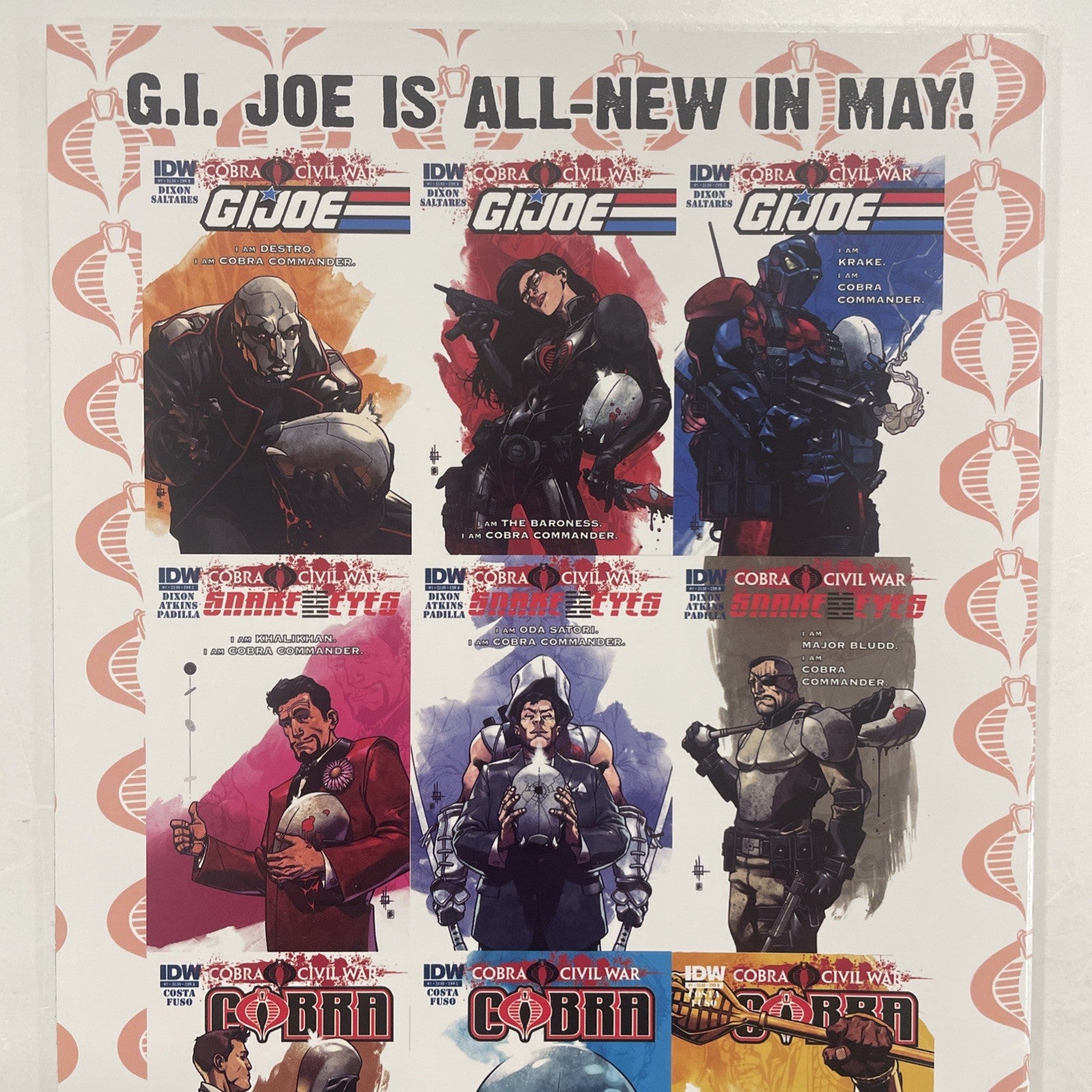 G.I. Joe Cobra Civil War #0 2011 NM Dell'Otto Snake Eyes Variant Cover B5