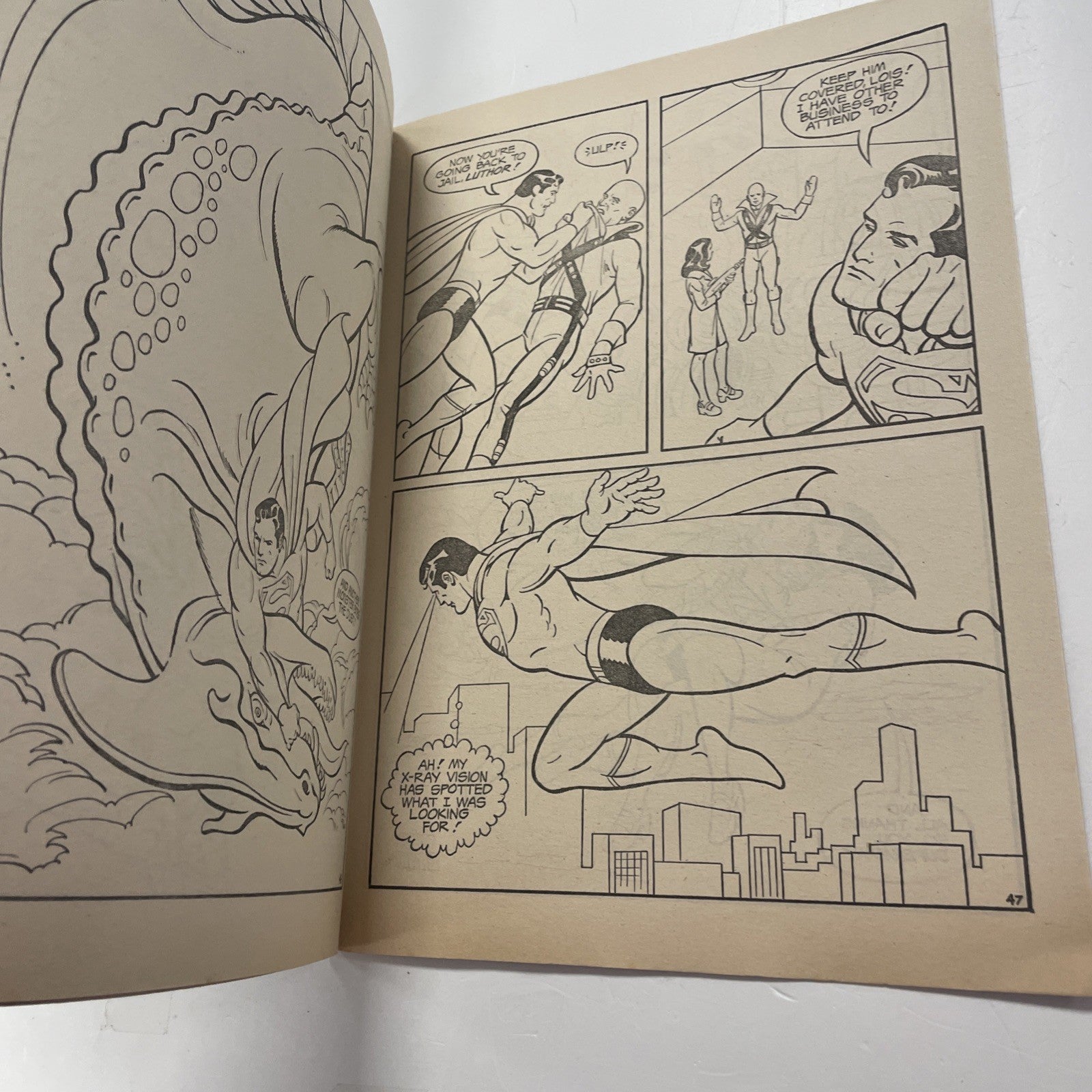 Superman Luthor's Lost Land Giant Comics To Color 1975 Whitman Uncoloured7