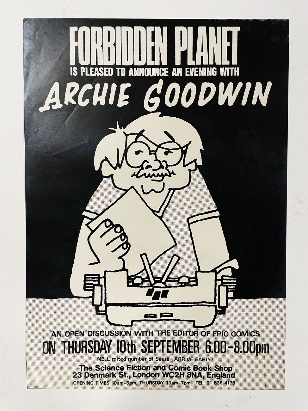 Original Forbidden Planet Poster Archie Goodwin Epic Comics Signing 19870
