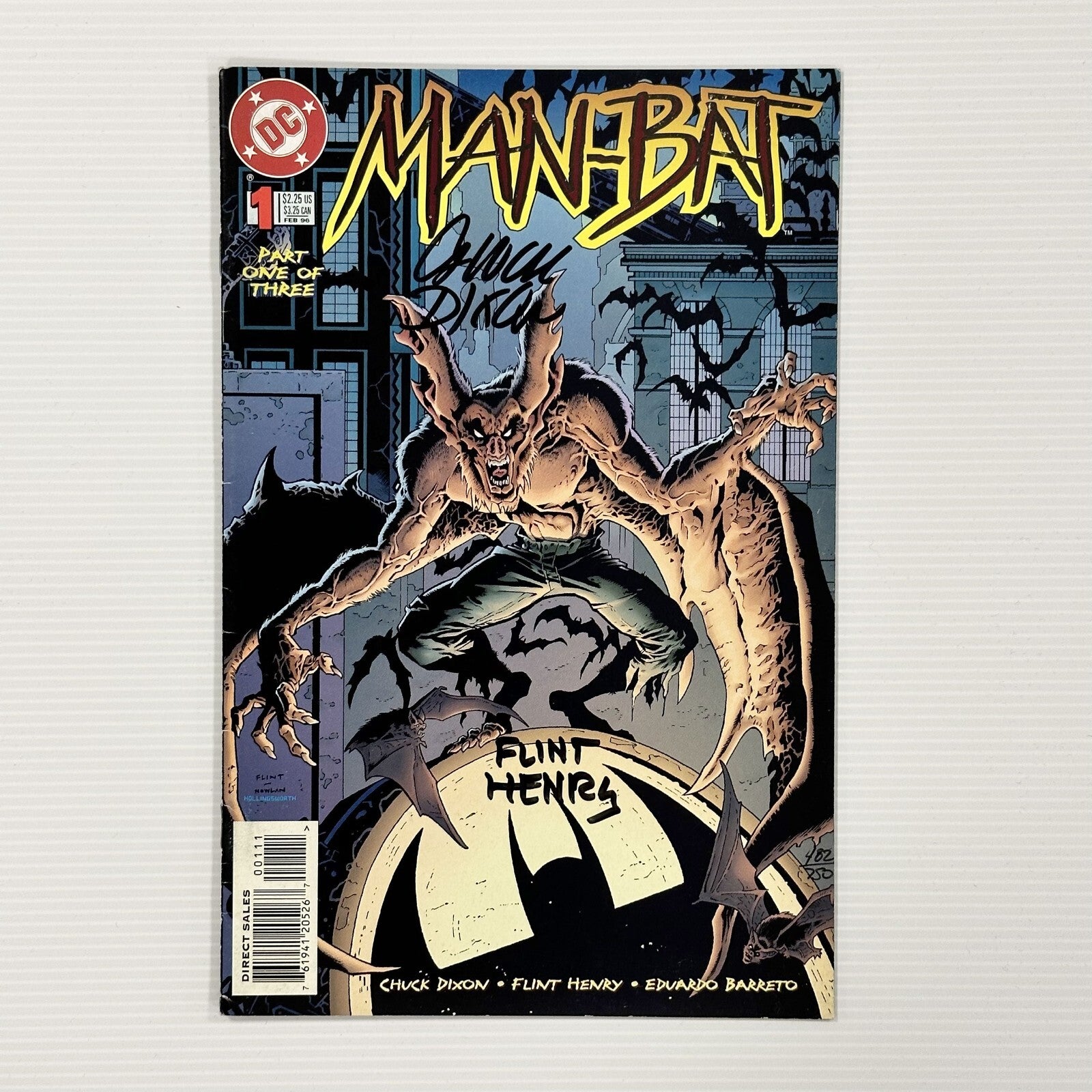 Manbat #1 1996 VF Signed Chuck Dixon & Flint Henry0