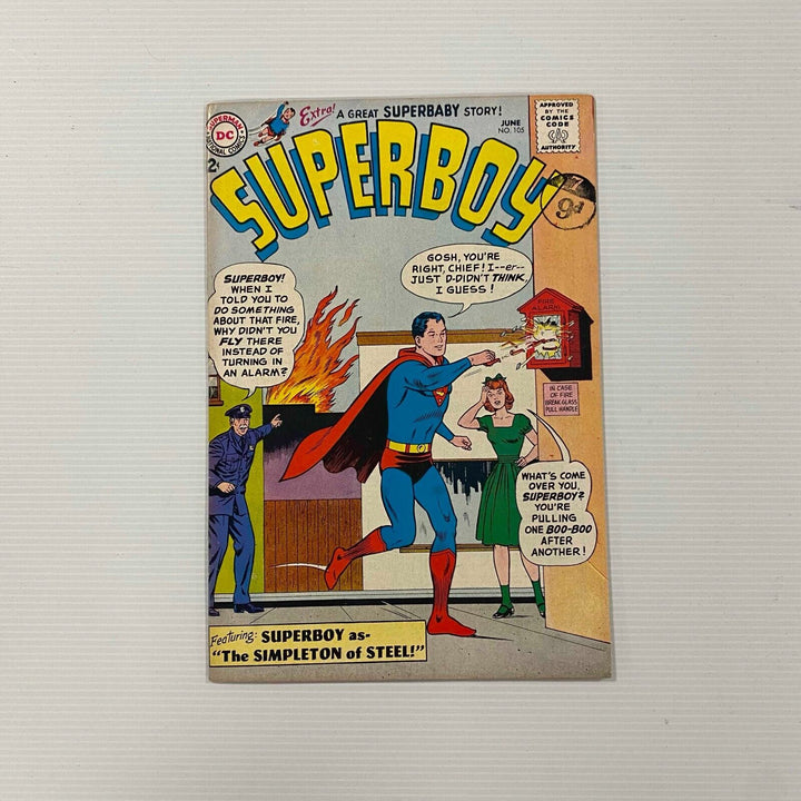 Superboy #105 1963 FN/VF Cent Copy Pence Stamp